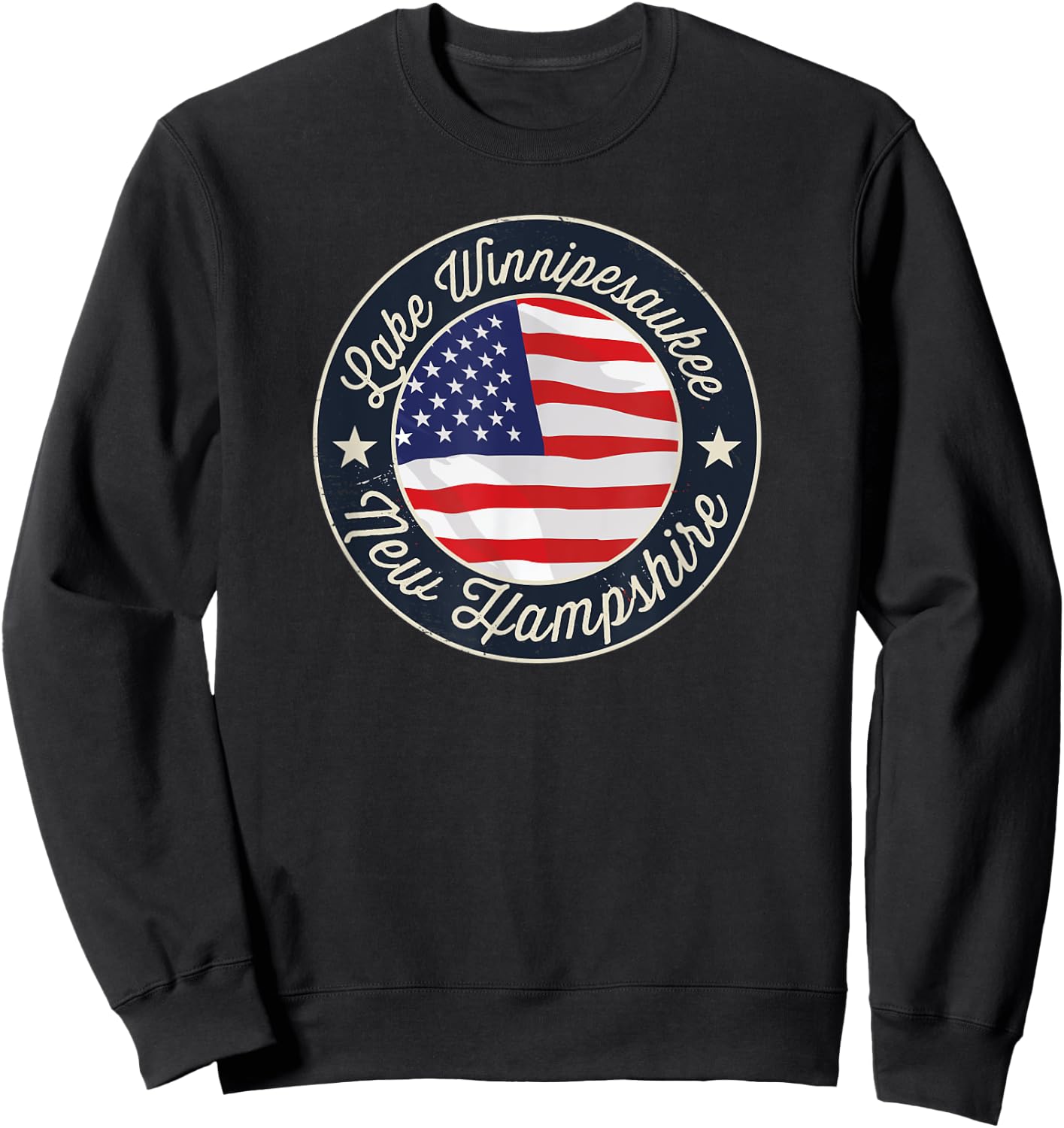 Lake Winnipesaukee - Patriotic New Hampshire Souvenir Sweatshirt - Sweatshirt | Black