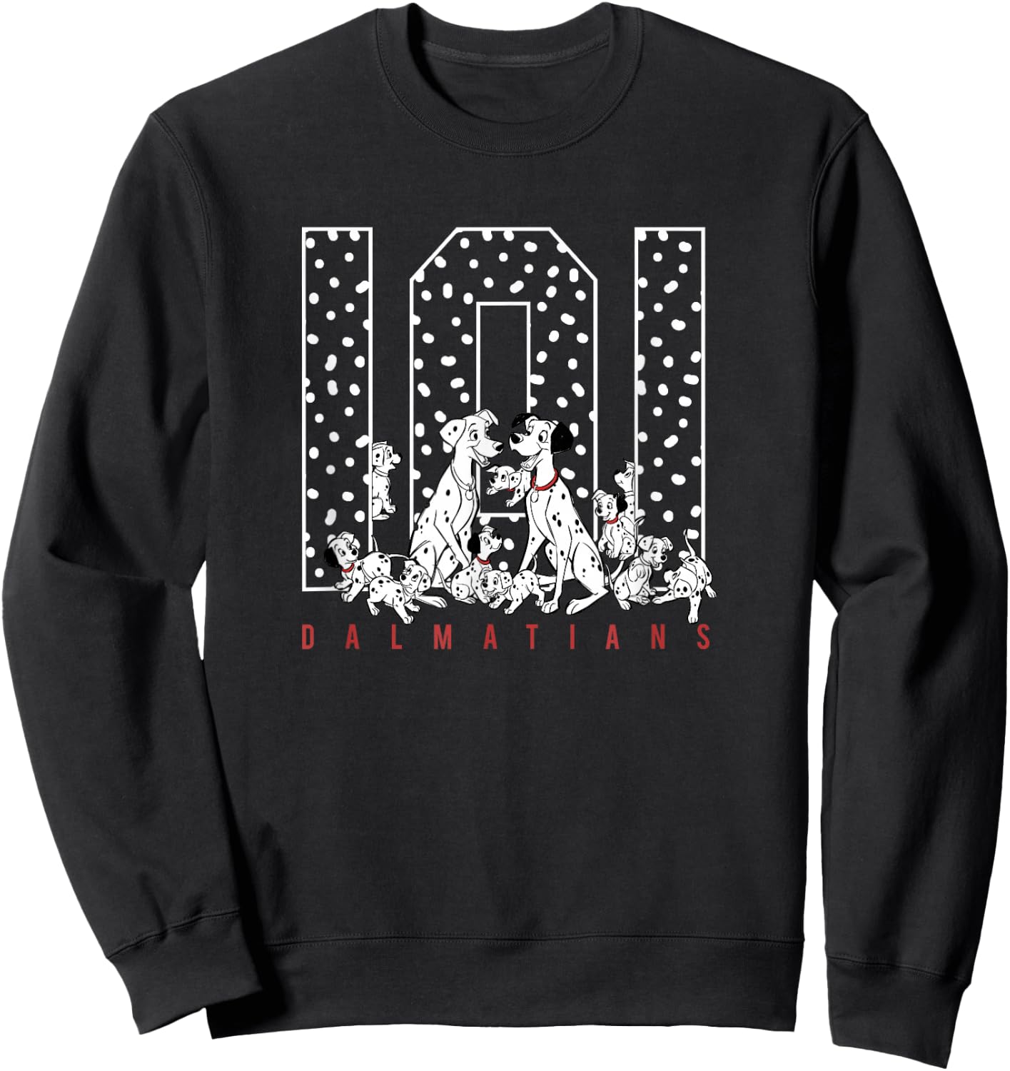 Disney 101 Dalmatians Group Shot Big Spotted Numbers Sweatshirt - Sweatshirt | Black