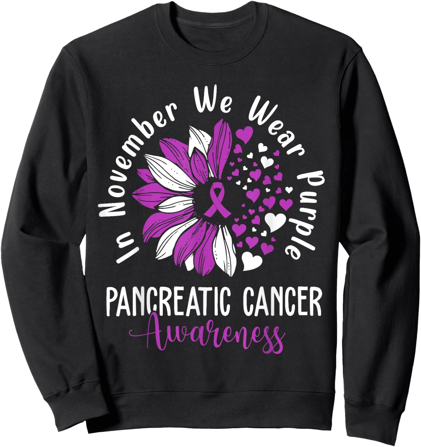 In November We Wear Purple Pancreatic Cancer Awareness Sweatshirt - Sweatshirt | Black