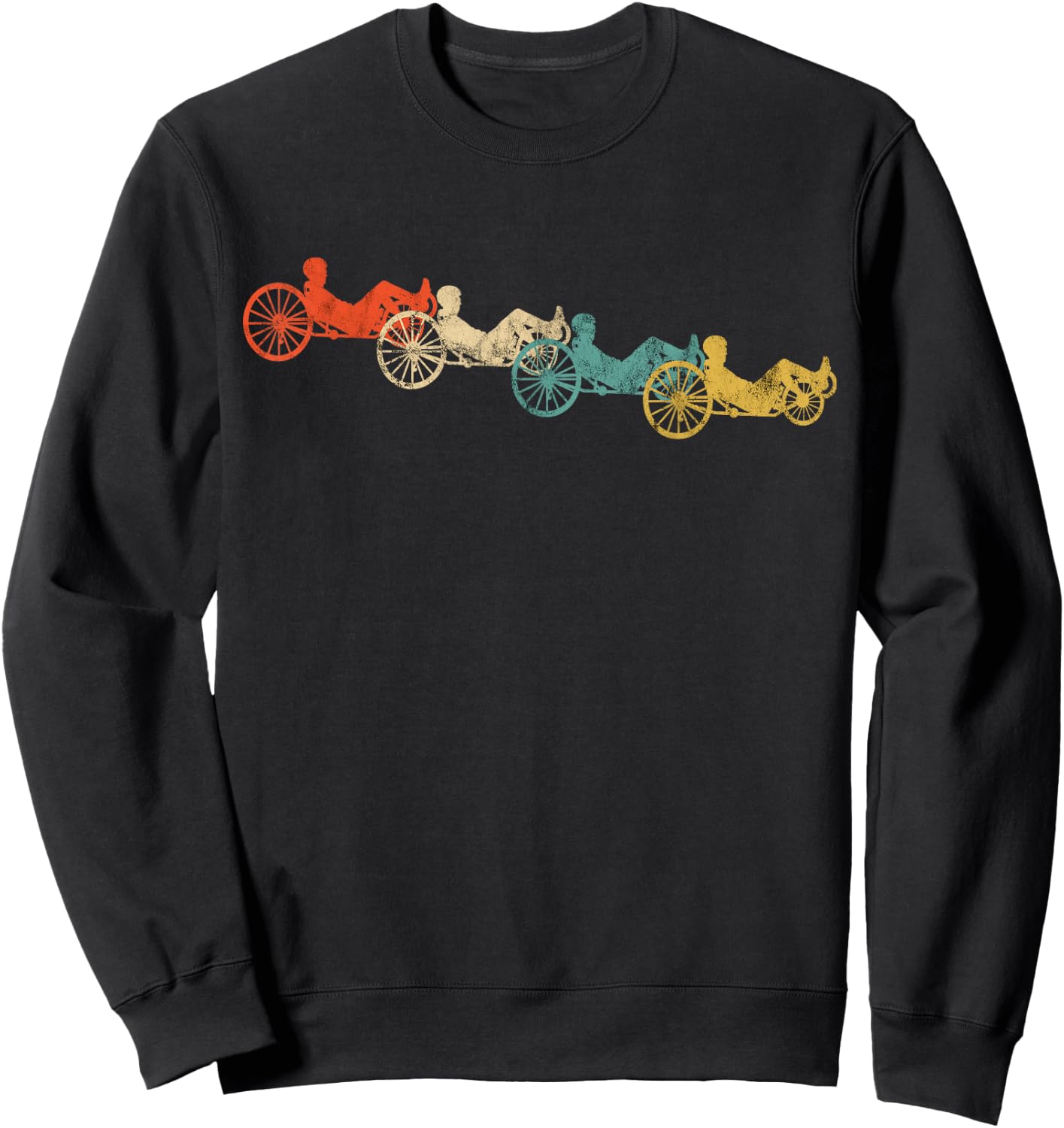 Recumbent Bike Cyclist Vintage Retro Cycling Recumbent Trike Sweatshirt - Sweatshirt | Black
