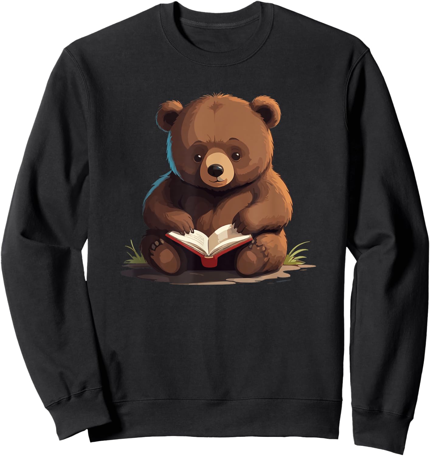 Cute Bear is reading a Book, Reading Bear Sweatshirt - Sweatshirt | Black