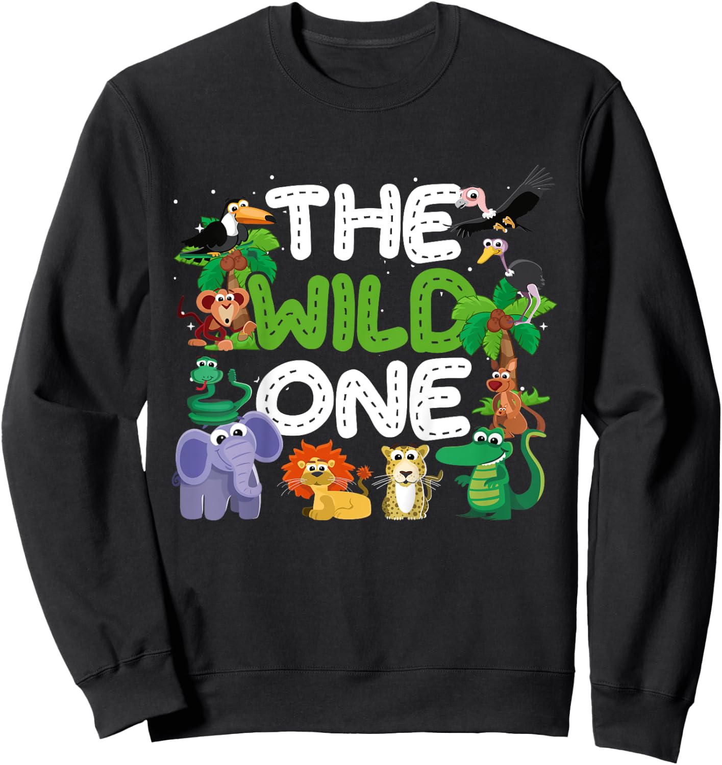 Boy Girl The Wild One Zoo Keeper Birthday Jungle Safari Sweatshirt - Sweatshirt | Black