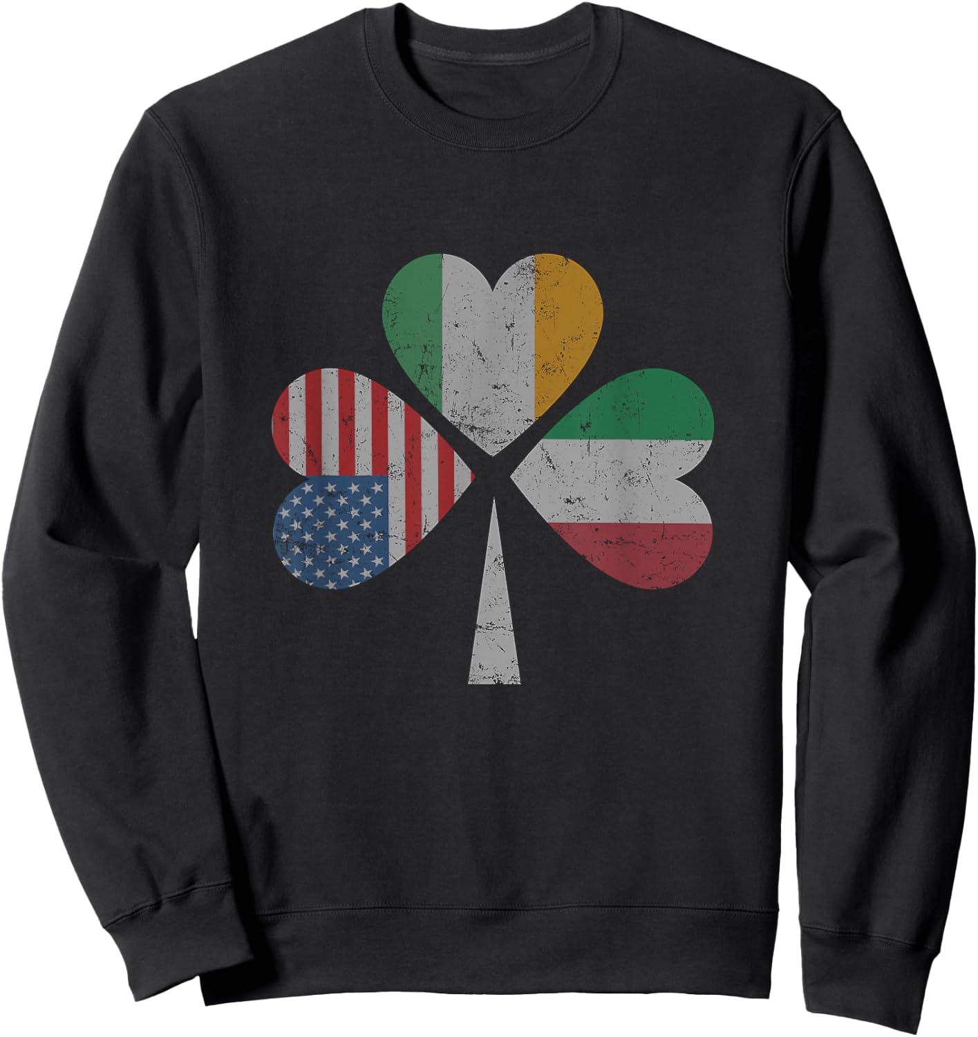 Irish Italian American Flag Ireland Italy USA Patrick's Day Women Kids Men Sweatshirt - Sweatshirt | Black