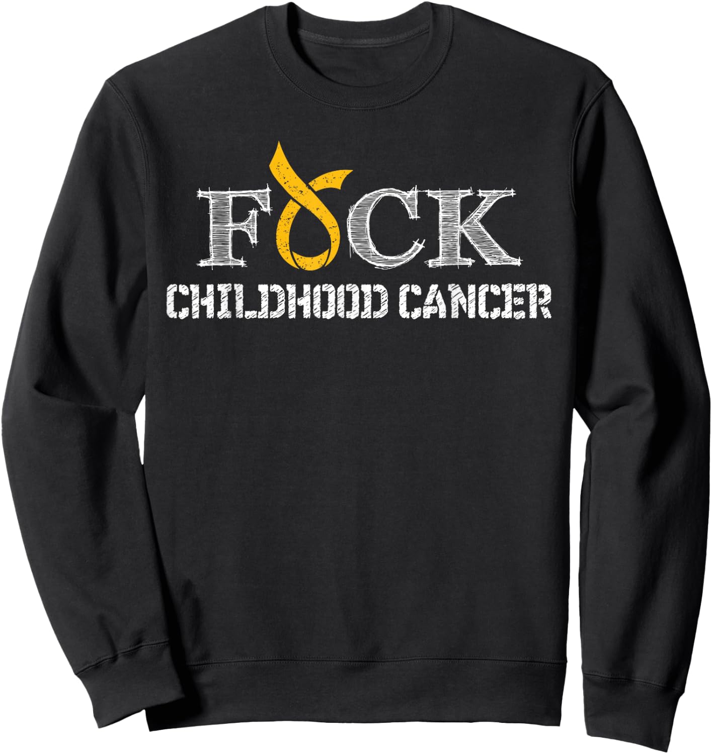 F+ck- Childhood Cancer Awareness Supporter Ribbon Sweatshirt - Sweatshirt | Black