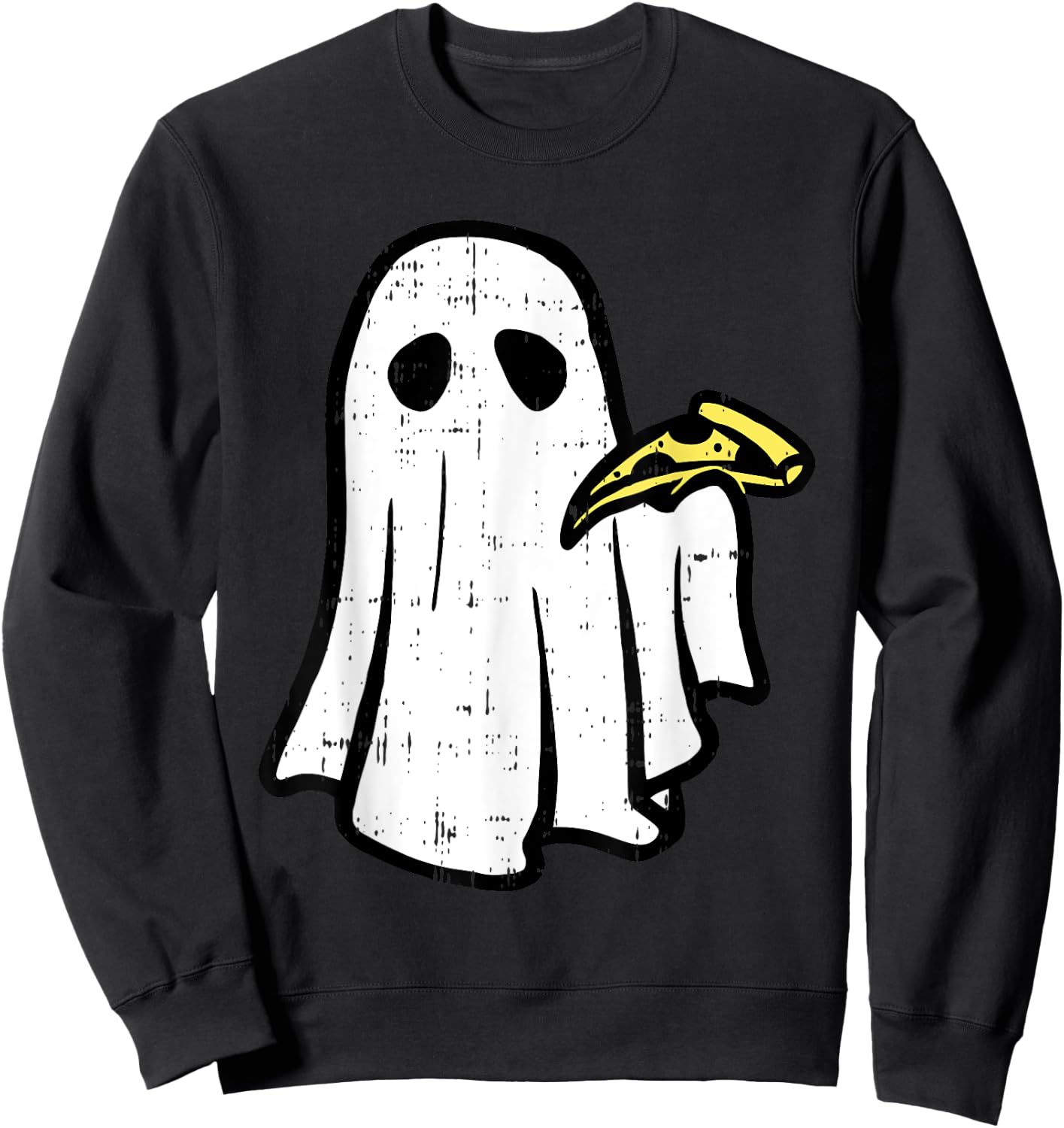 Ghost Eating Pizza Halloween Costume Ghoul Men Women Kids Sweatshirt - Sweatshirt | Black