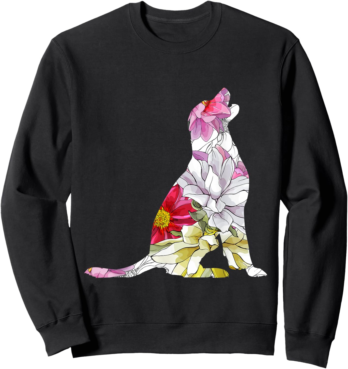 Floral Labrador - Botanical Flowers Dog Owner Pet Breeder Sweatshirt - Sweatshirt | Black