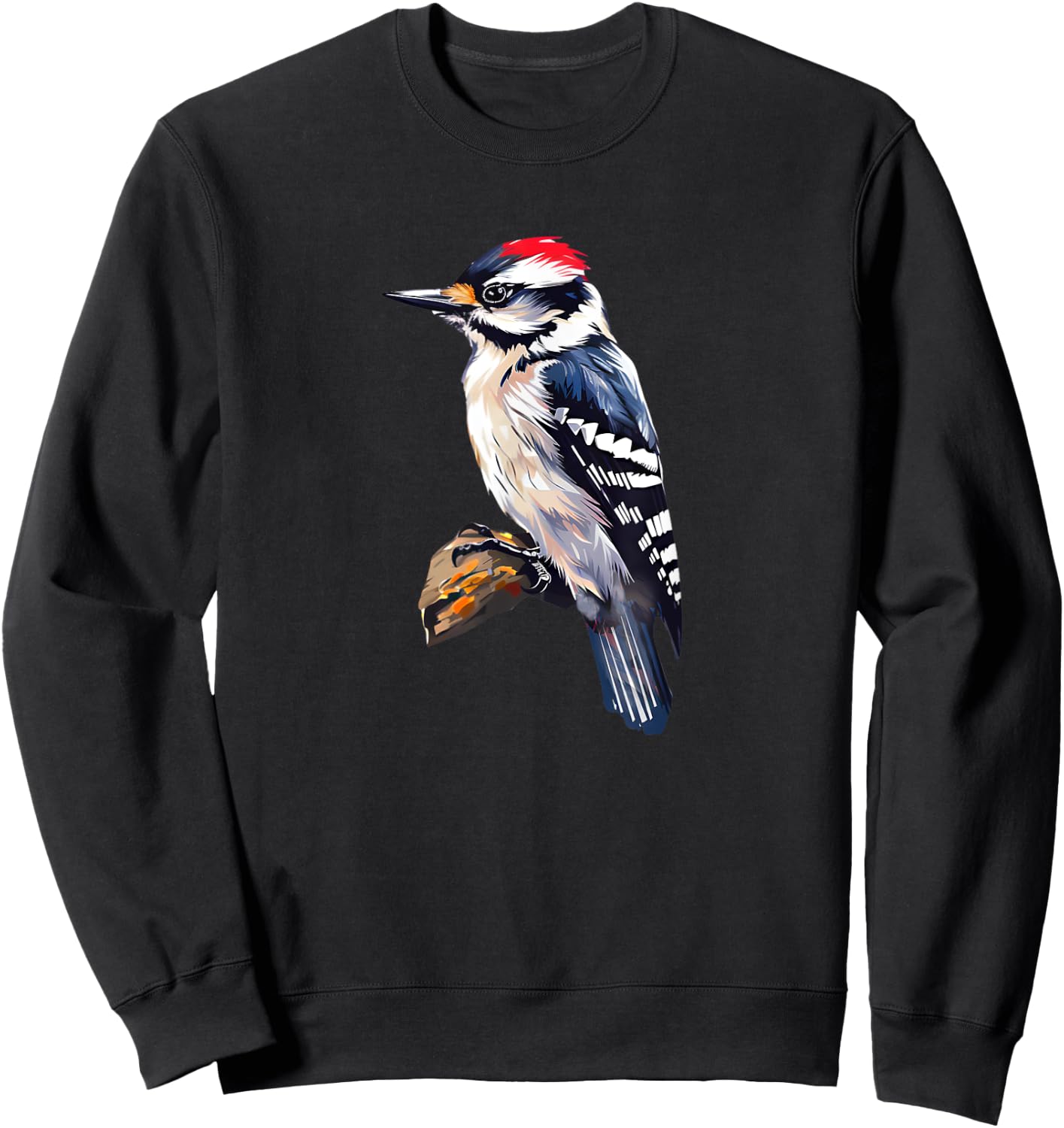 Backyard Bird Watching Watcher Downy Woodpecker Birder Sweatshirt - Sweatshirt | Black
