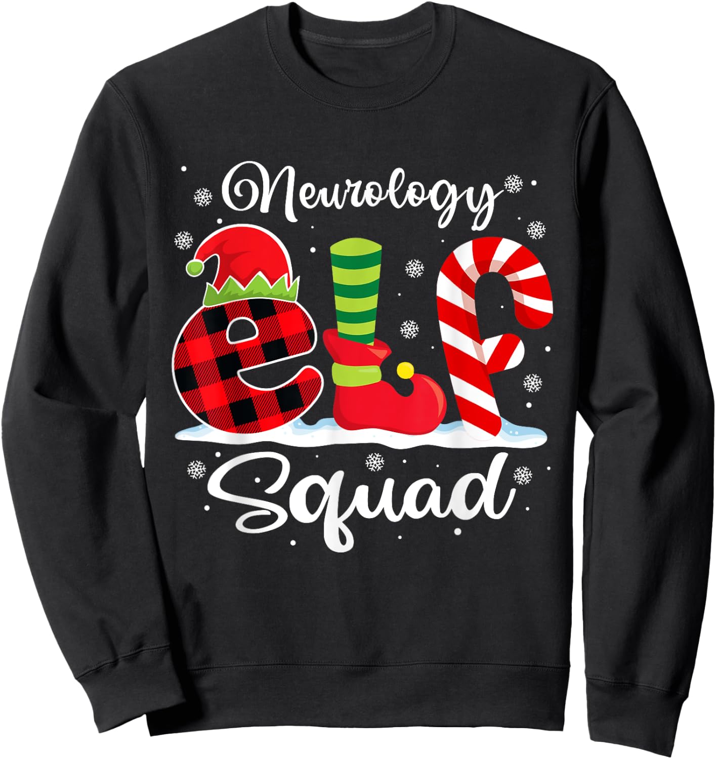 Neurology Elf Squad Christmas Neuro Nurse Matching Sweatshirt - Sweatshirt | Black