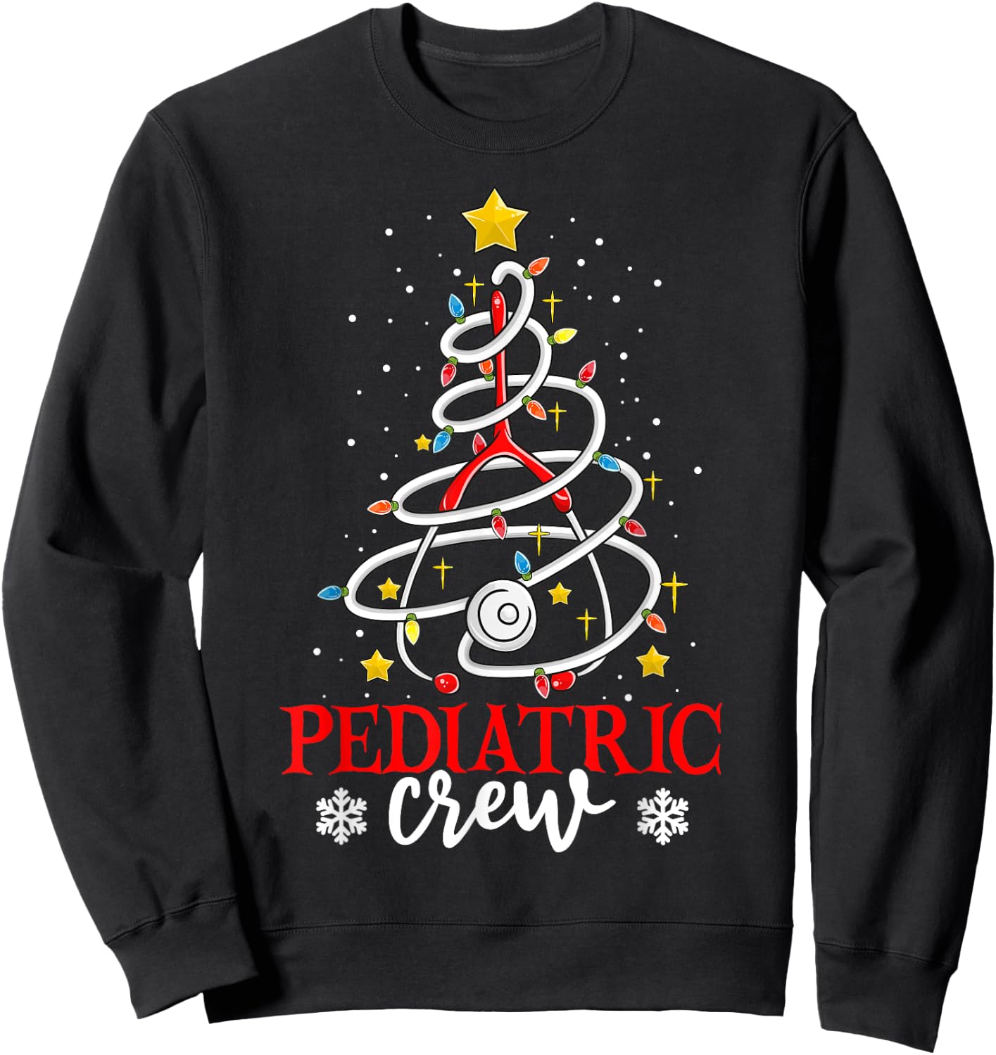 Xmas Nursing Shirt , Christmas Nurse Pediatric Crew Sweatshirt - Sweatshirt | Black