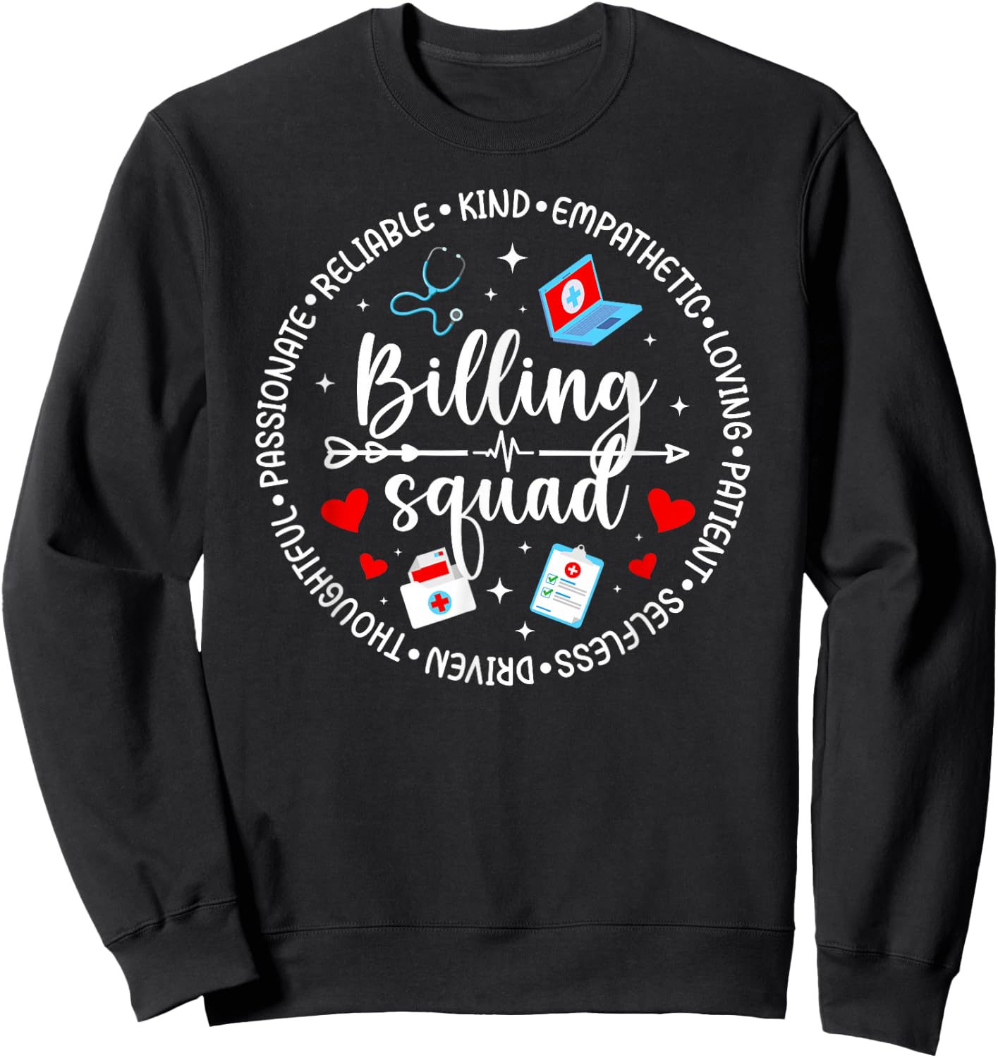 Billing Squad Medical Biller Team Medical Biller Crew Sweatshirt - Sweatshirt | Black
