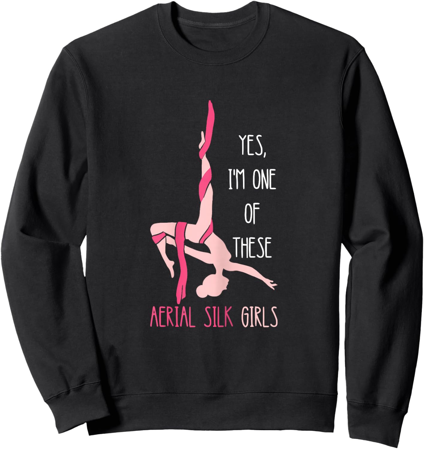Aerial Silk Girl Hanging Aerialist Air Acrobatic Aerial Sweatshirt - Sweatshirt | Black