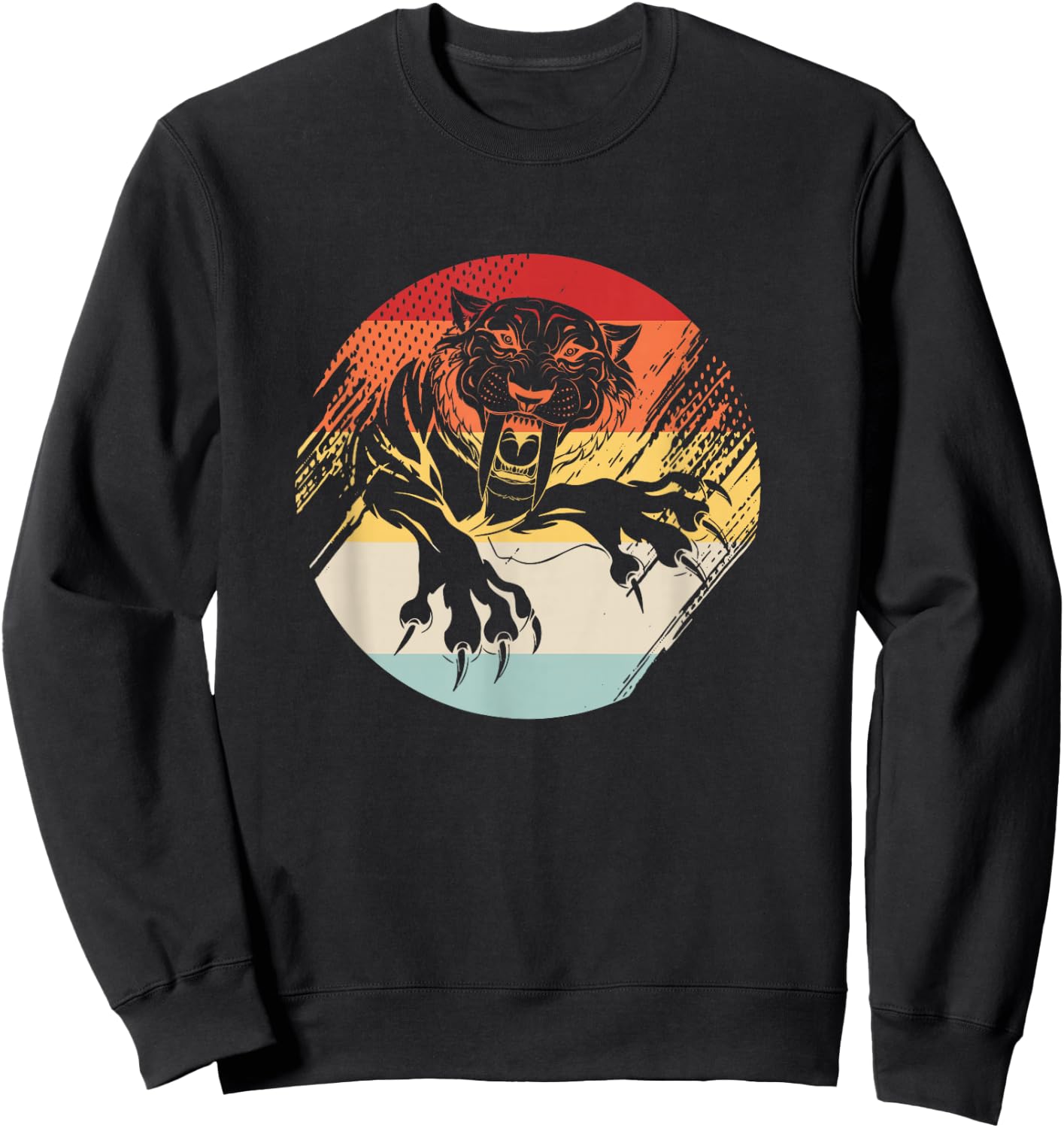 Vintage Sabertooth Tiger Sweatshirt - Sweatshirt | Black