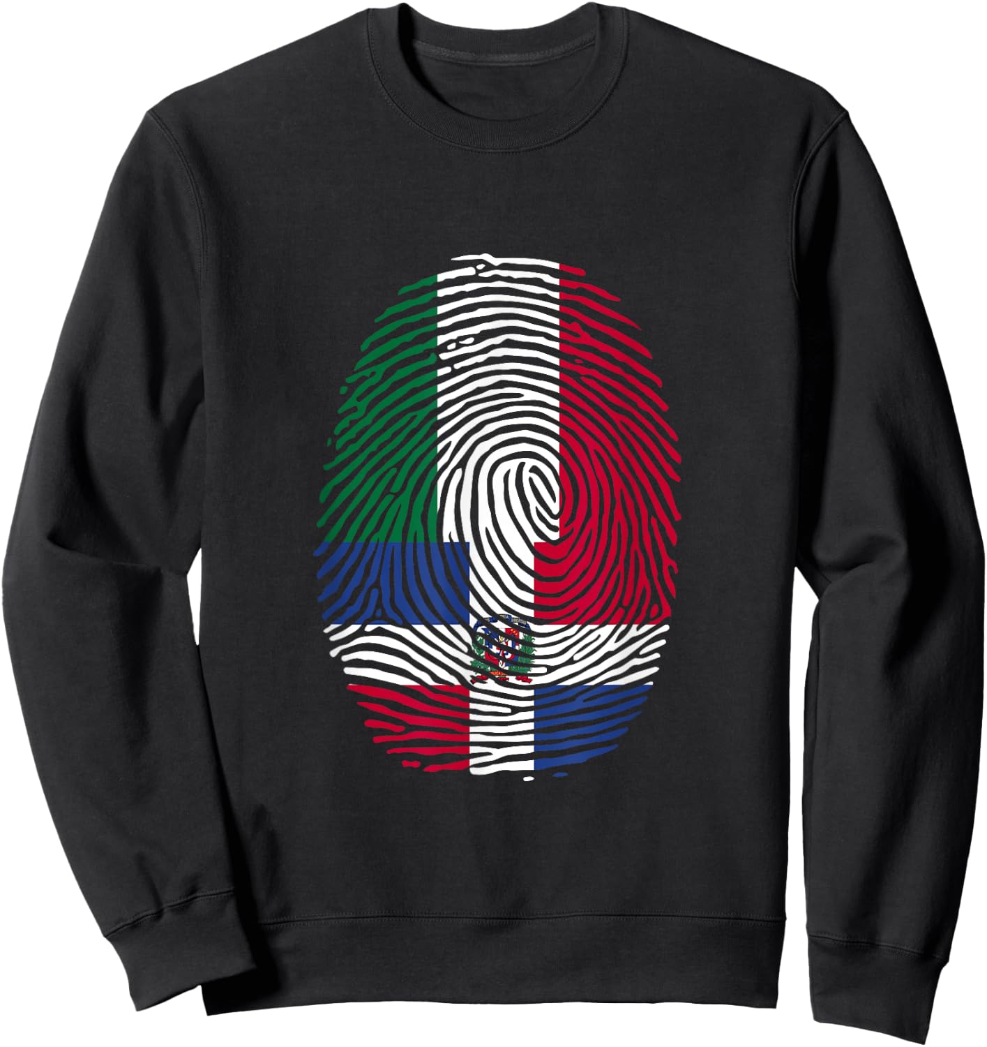 Dominican & Italy Fingerprint Half Italian Dominicana Roots Sweatshirt - Sweatshirt | Black