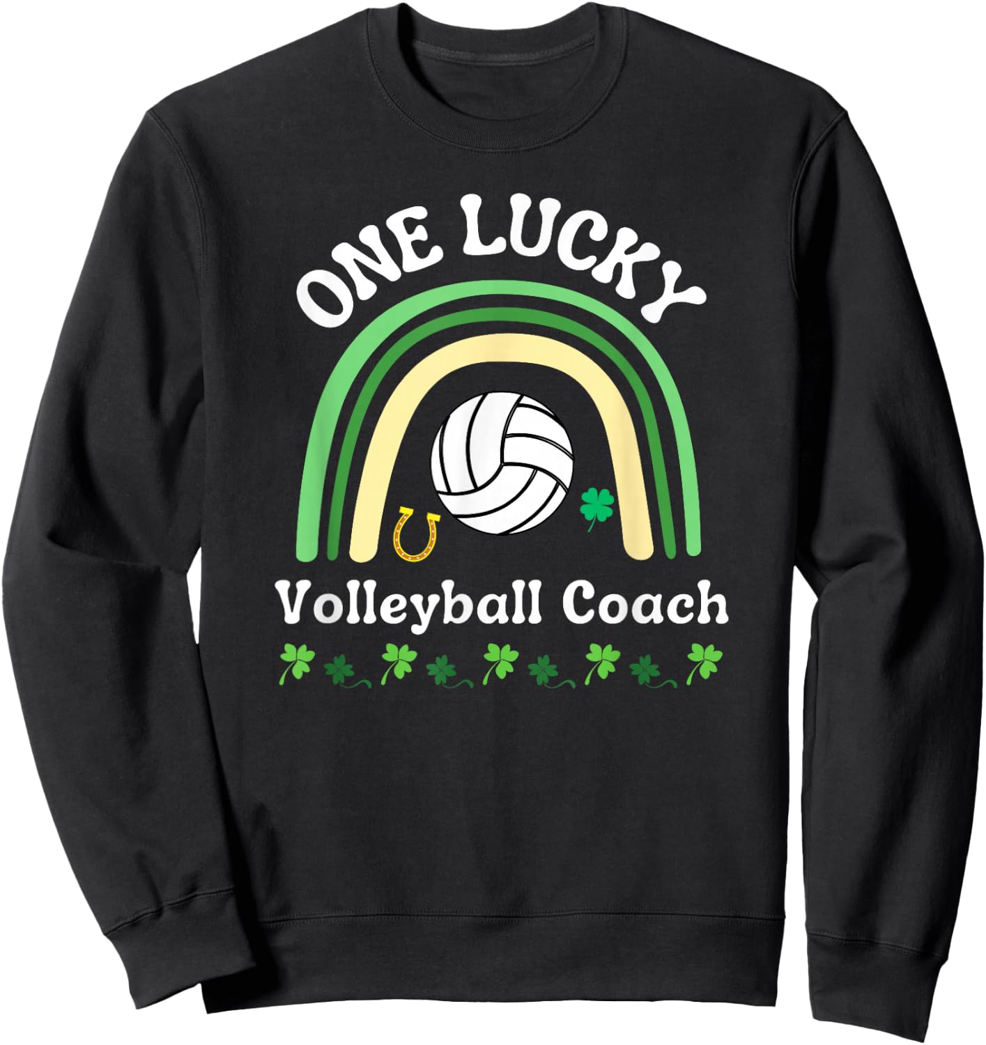 Volleyball Coach Sports St Patrick's Day Irish Shamrock Sweatshirt - Sweatshirt | Black