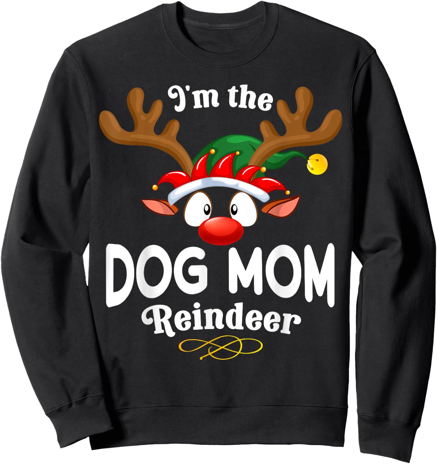 Christmas PJS Dog mom XMas Reindeer Matching Men Women Sweatshirt - Sweatshirt | Black