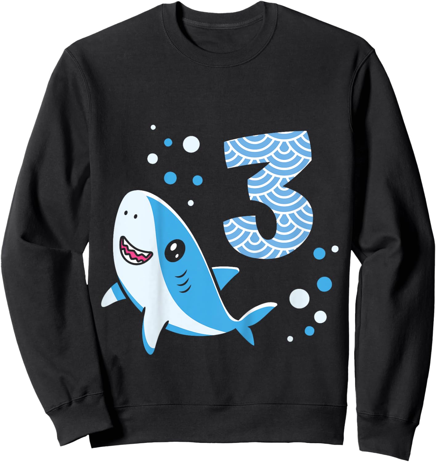 Kids 3rd Birthday Boys Shark 3 years Old Ocean Shark B-day Sweatshirt - Sweatshirt | Black