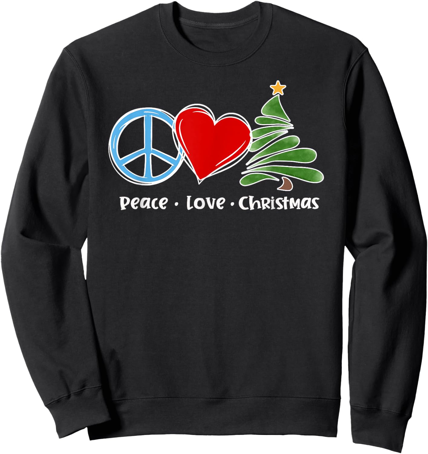 Cute Retro Peace Love Christmas Boho Christmas Sweatshirt - Sweatshirt | Black