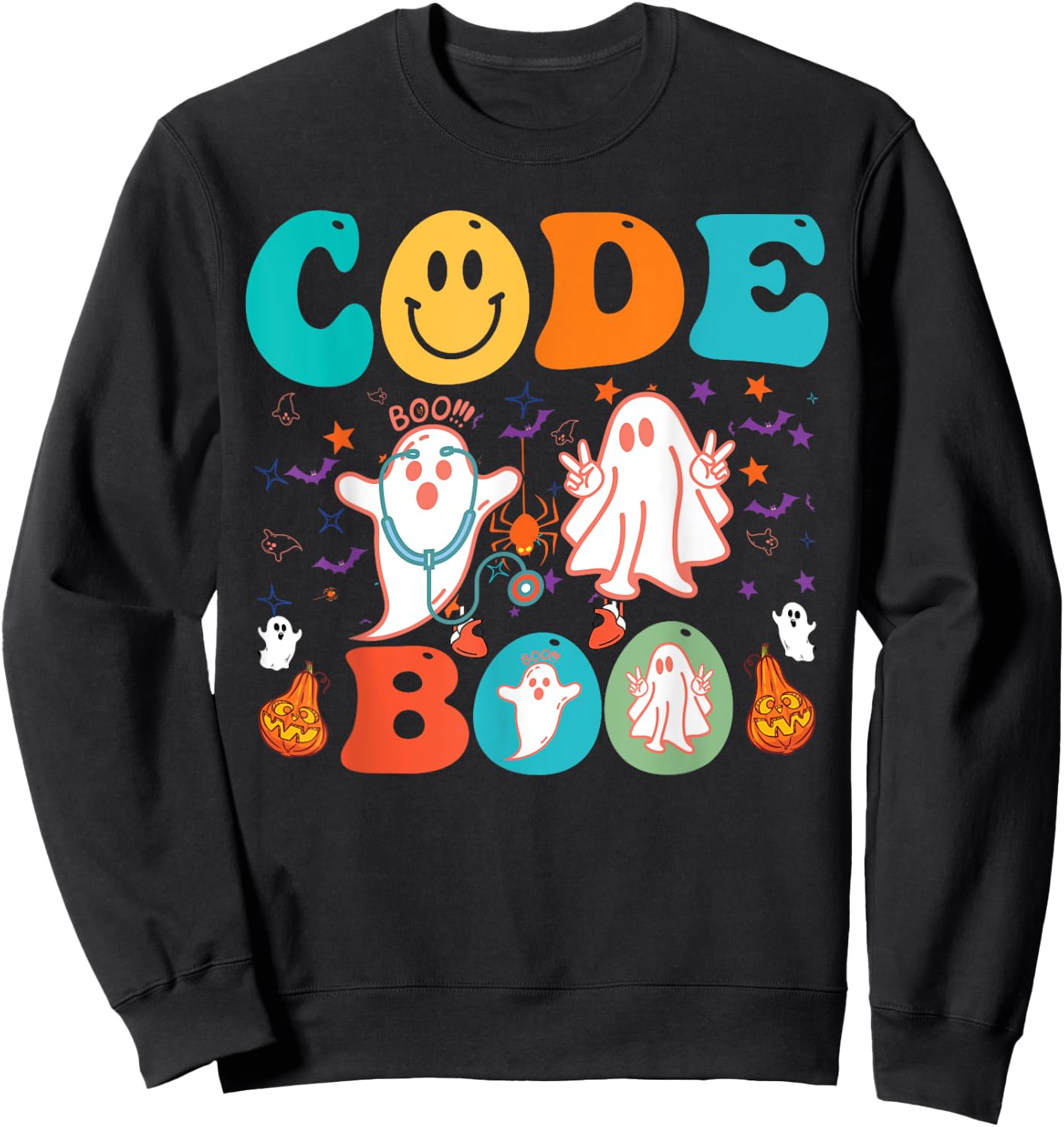 Code Boo Spooky Respiratory Respiratory Therapist Halloween Sweatshirt - Sweatshirt | Black