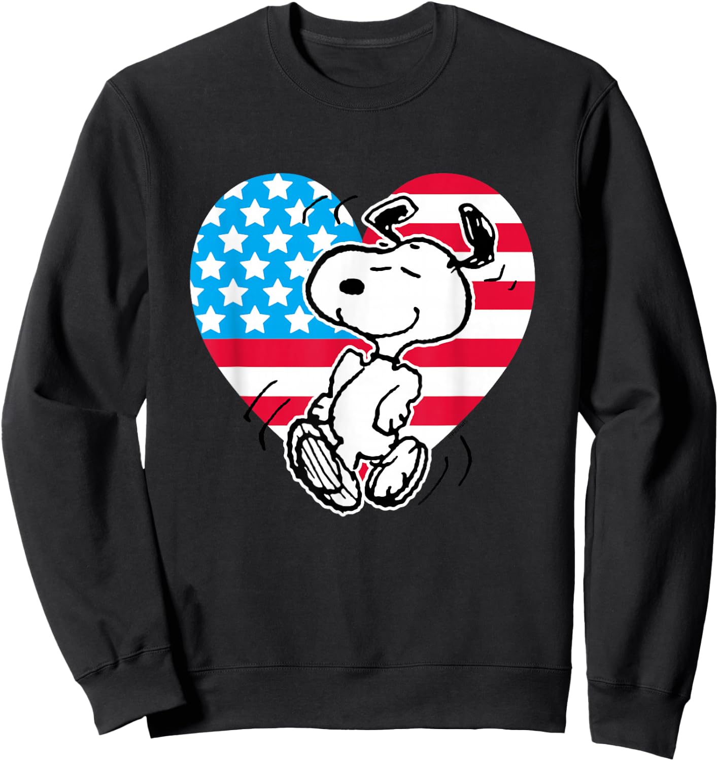 Peanuts - Snoopy USA Flag Heart Sweatshirt - Sweatshirt | Black