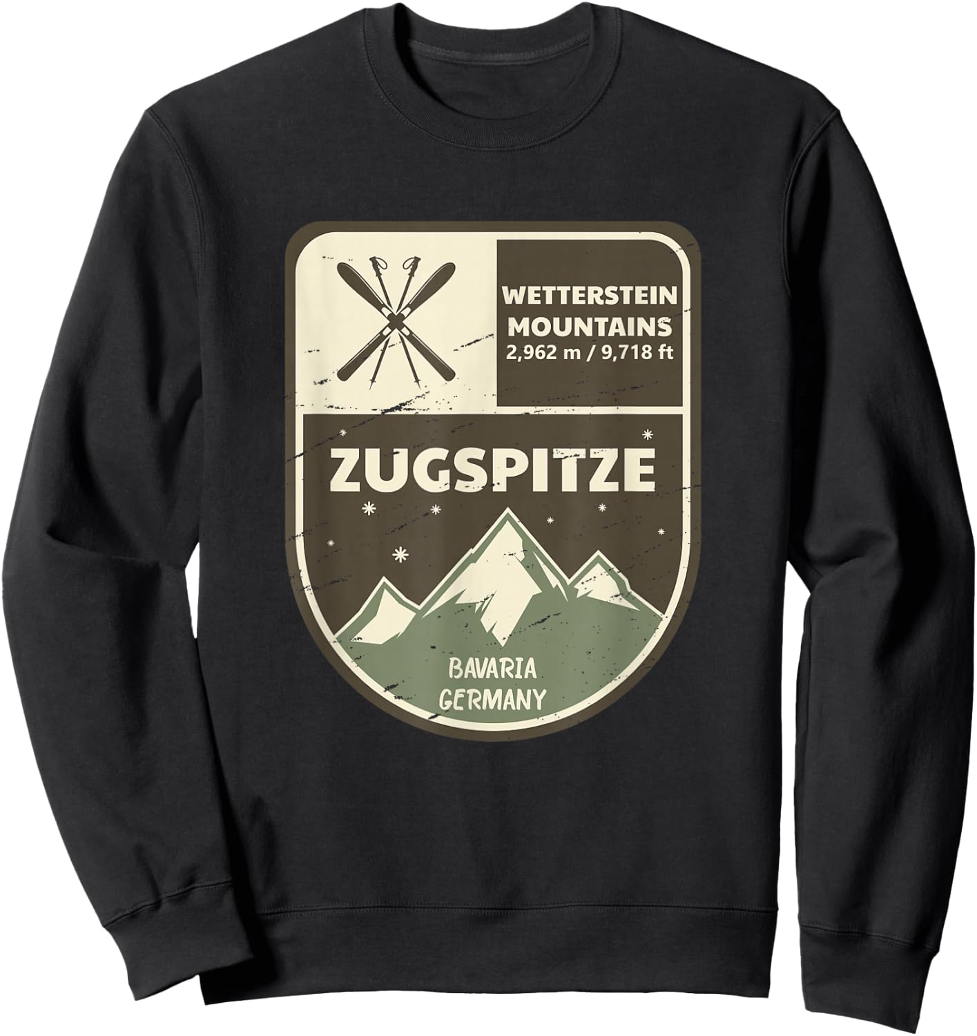 Zugspitze Wetterstein Mountains Bavaria Germany Sweatshirt - Sweatshirt | Black