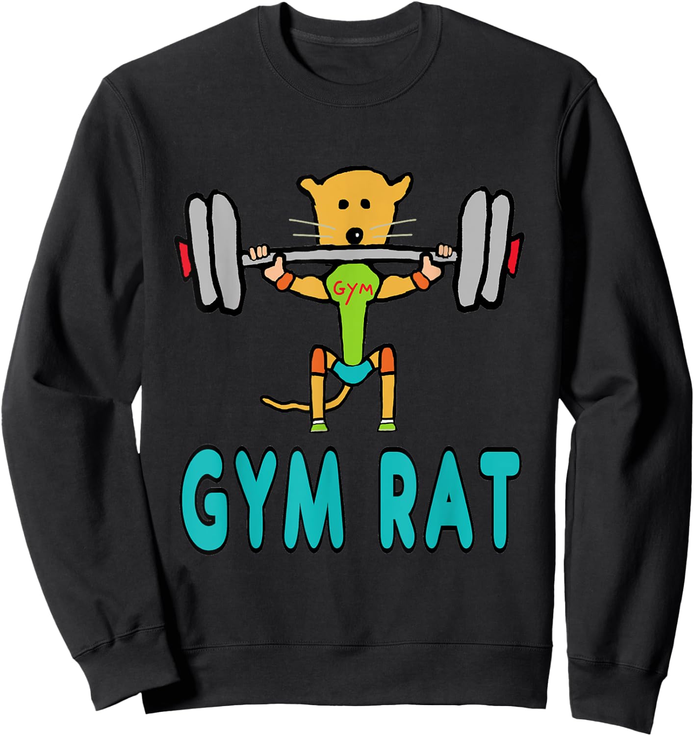 Mark Ewbie Designs Gym Rat - Black, , Short Sleeve, Classic Fit, Cotton Blend, Small Sweatshirt - Sweatshirt | Black