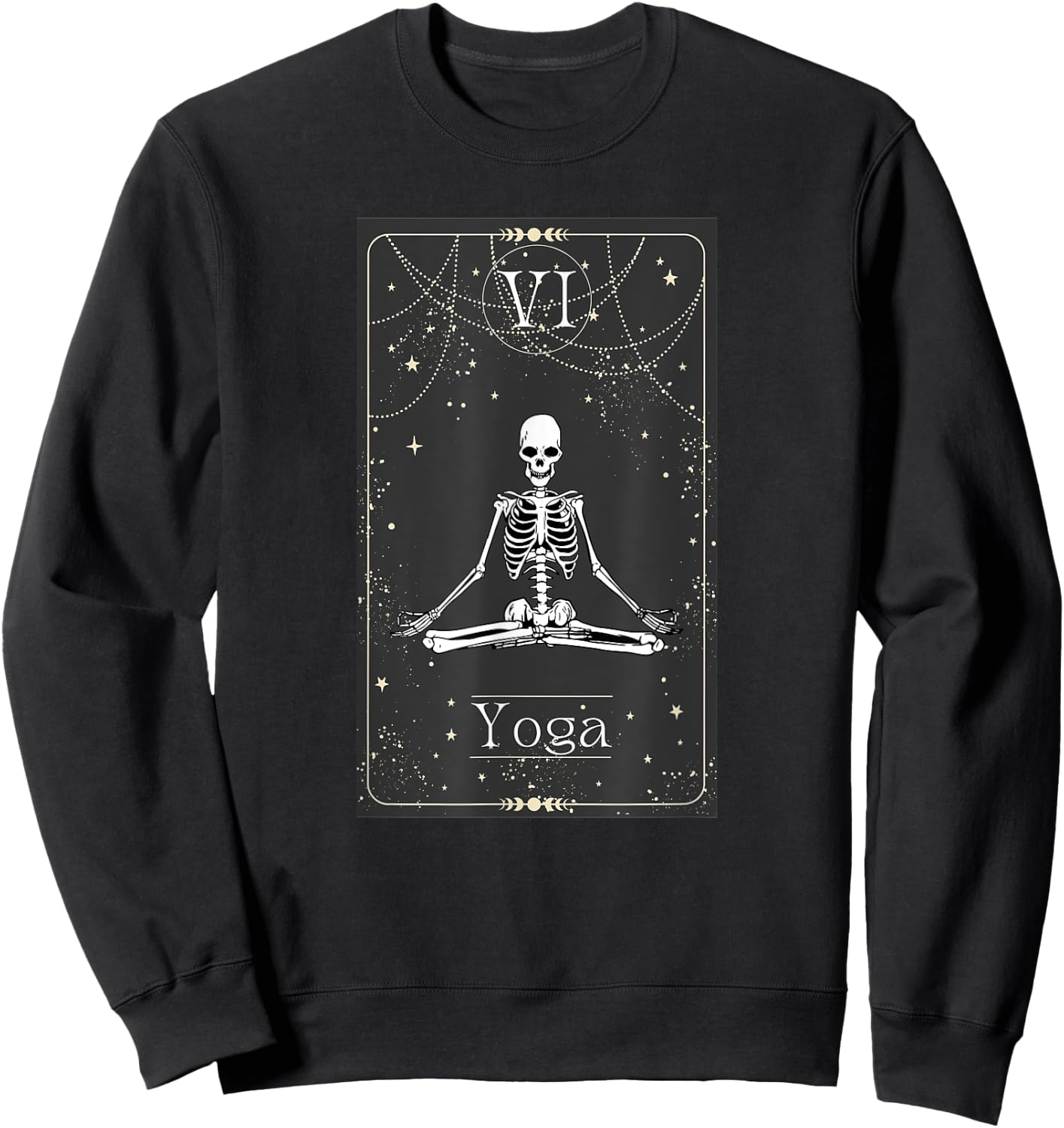 Skeleton Yoga Tarot Card Halloween Sweatshirt - Sweatshirt | Black