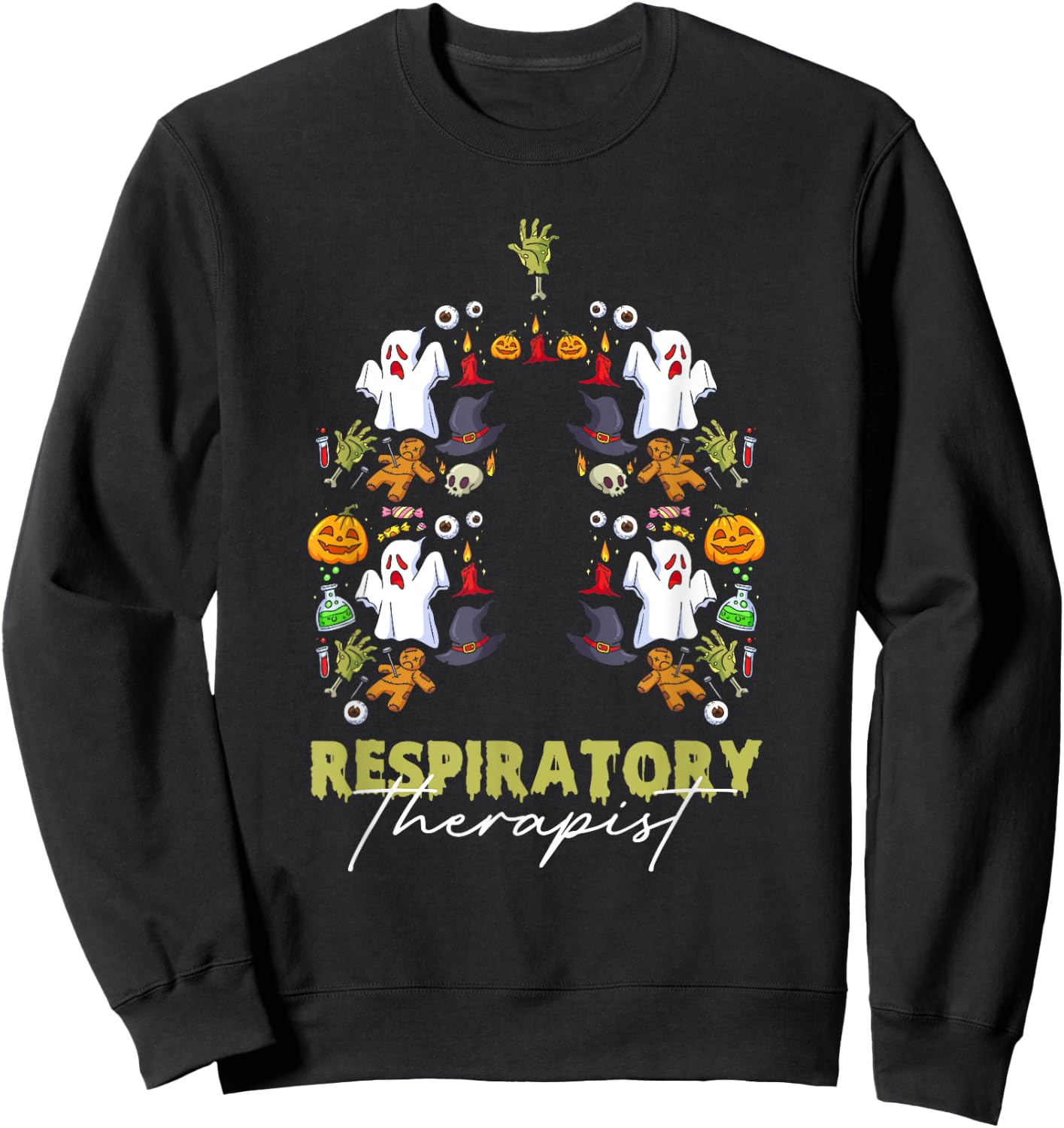 Spooky Respiratory Therapist Halloween Respiratory Therapy Sweatshirt - Sweatshirt | Black