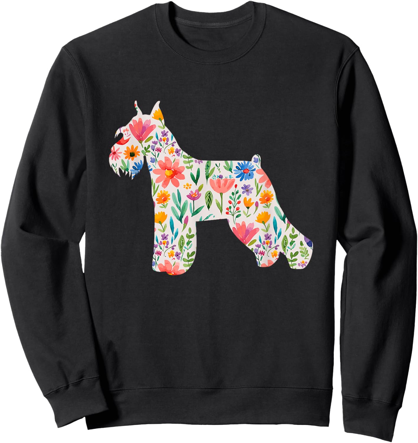 Schnauzer watercolor flowers design Sweatshirt - Sweatshirt | Black