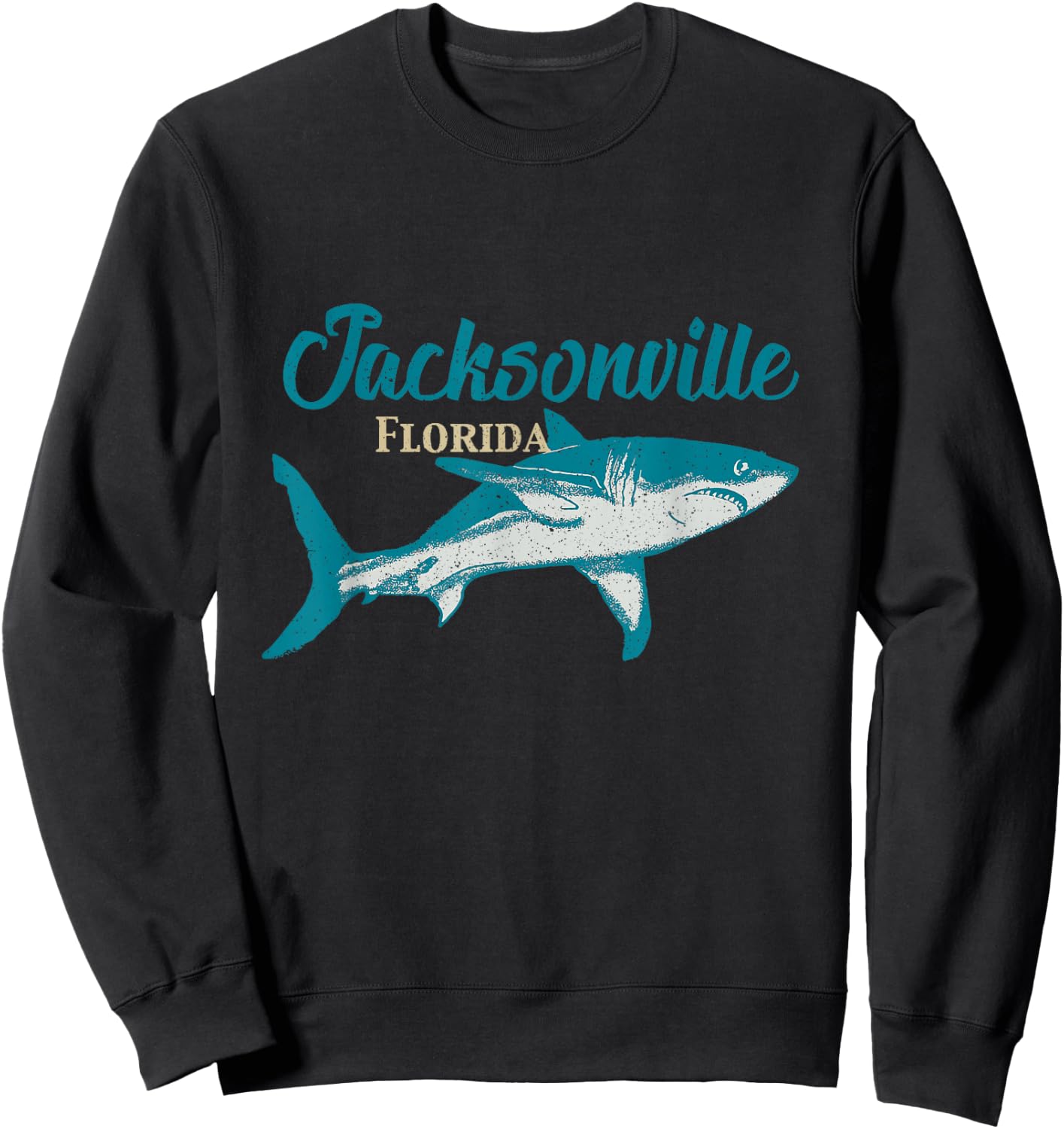 Vintage Distressed Jacksonville Florida Shark FL Souvenir Sweatshirt - Sweatshirt | Black