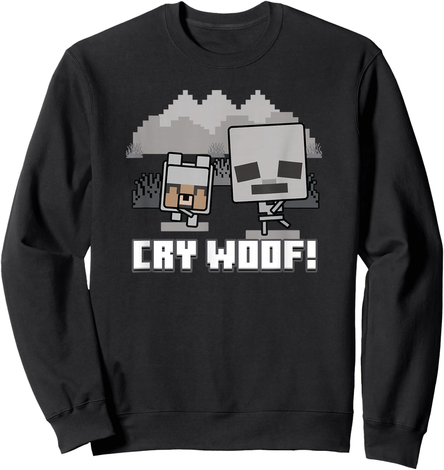 Minecraft Skeleton And Wolf Cry Woof! Poster Sweatshirt - Sweatshirt | Black