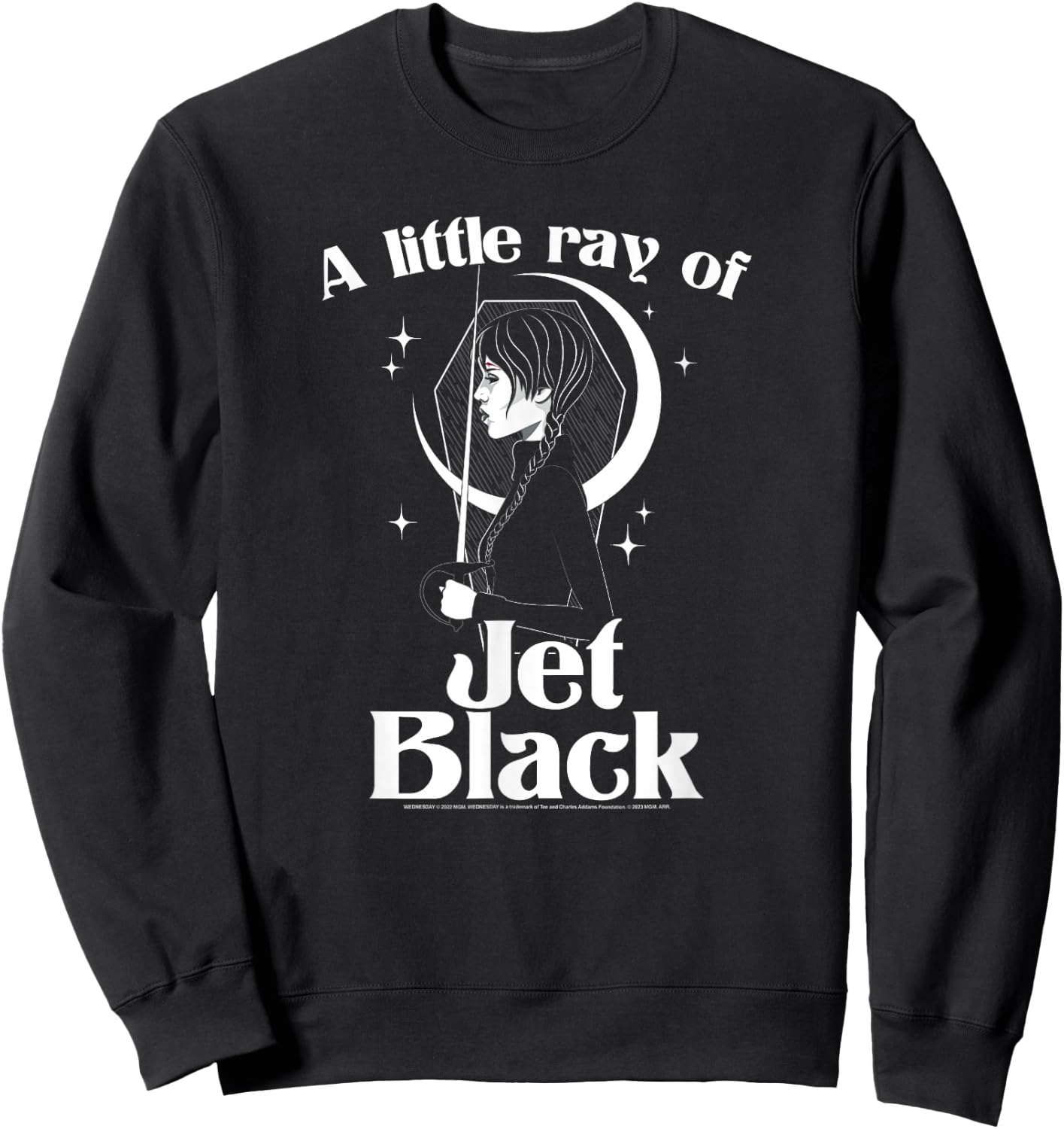Wednesday A Little Ray Of Jet Black Celestial Silhouette Sweatshirt - Sweatshirt | Black