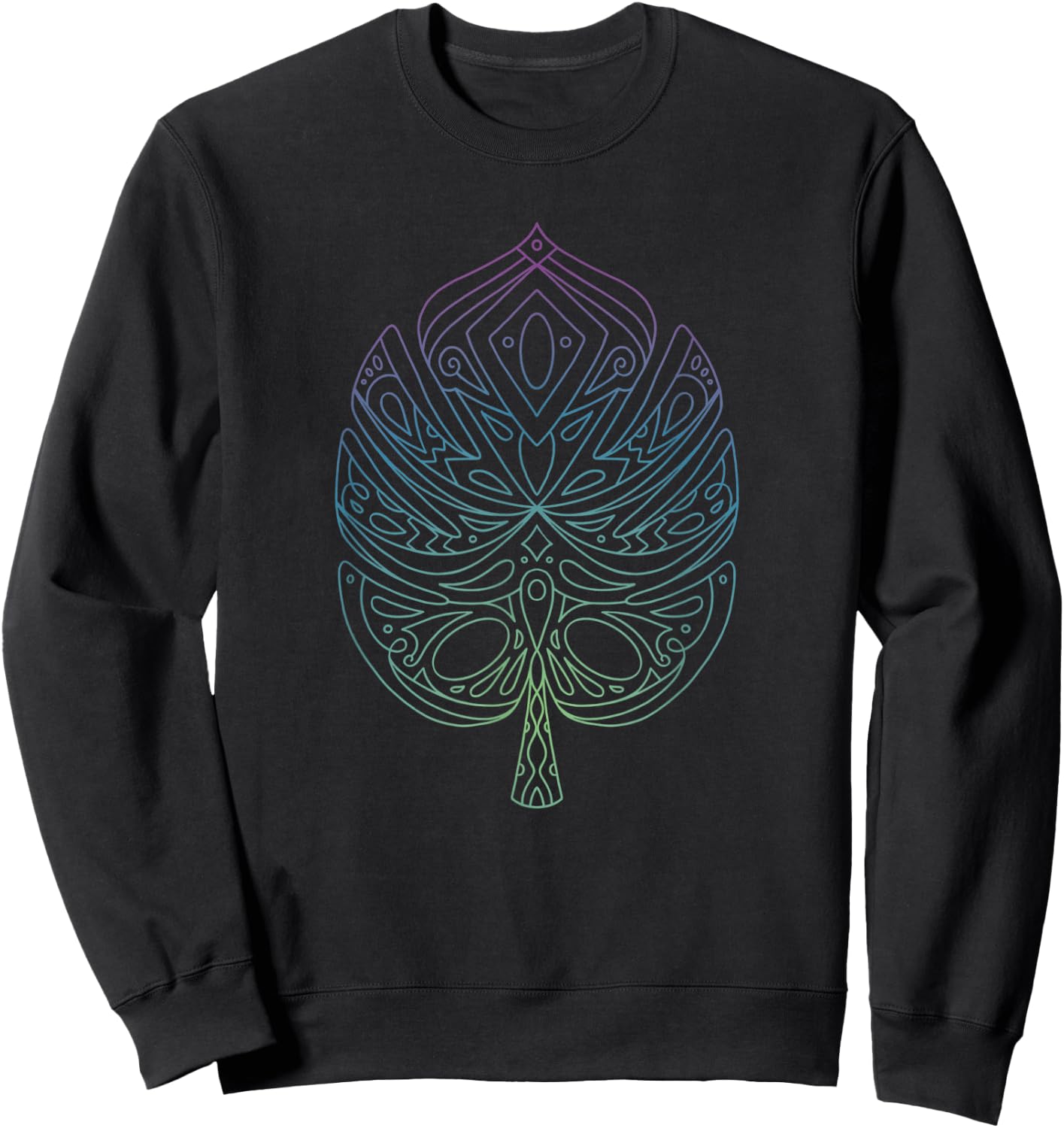 Spiritual Monstera Yoga Meditation Monstera Leaf Sweatshirt - Sweatshirt | Black