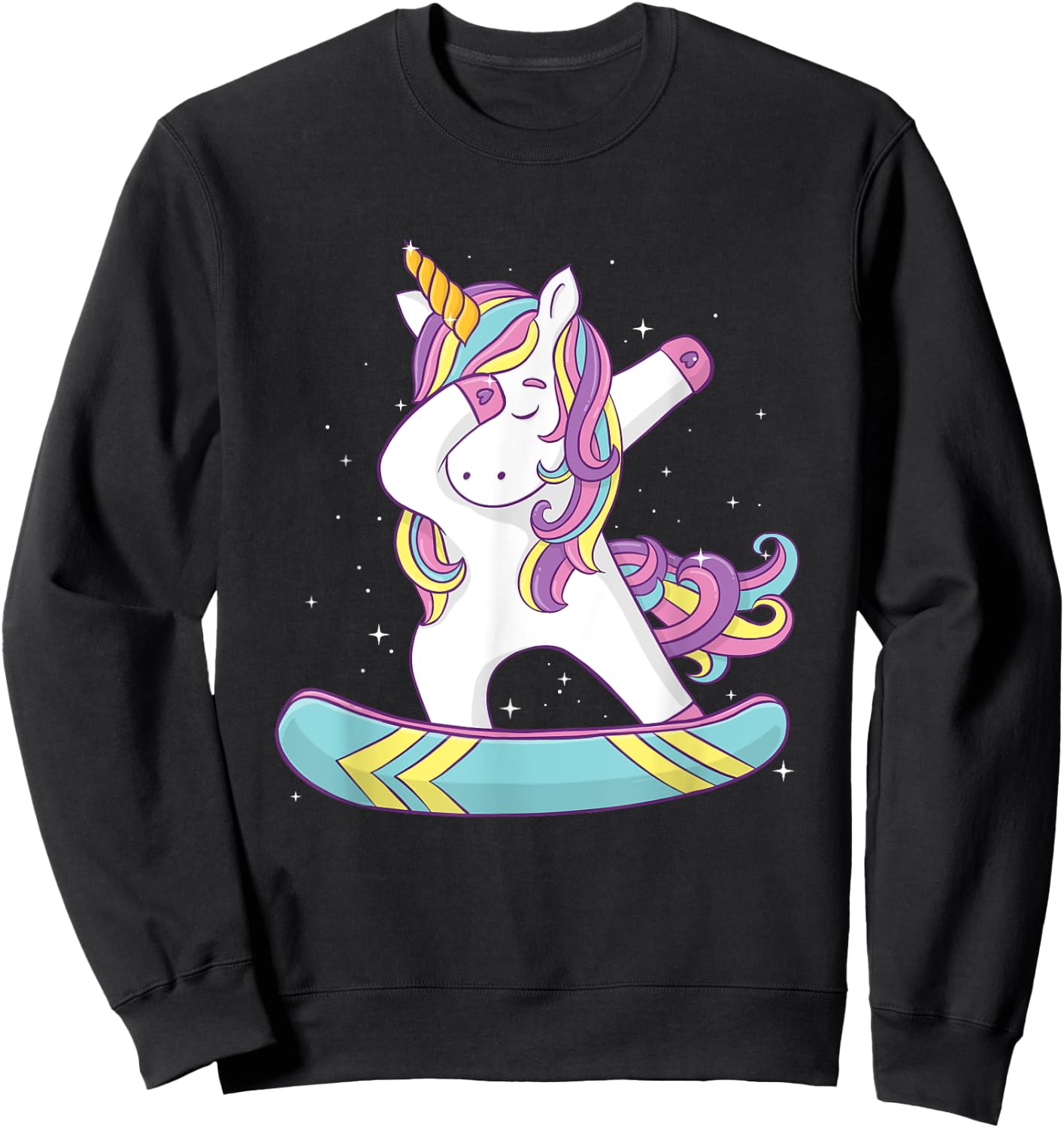 Unicorn Dabbing Snowboarder - Snowboard Snowboarding Lover Sweatshirt - Sweatshirt | Black