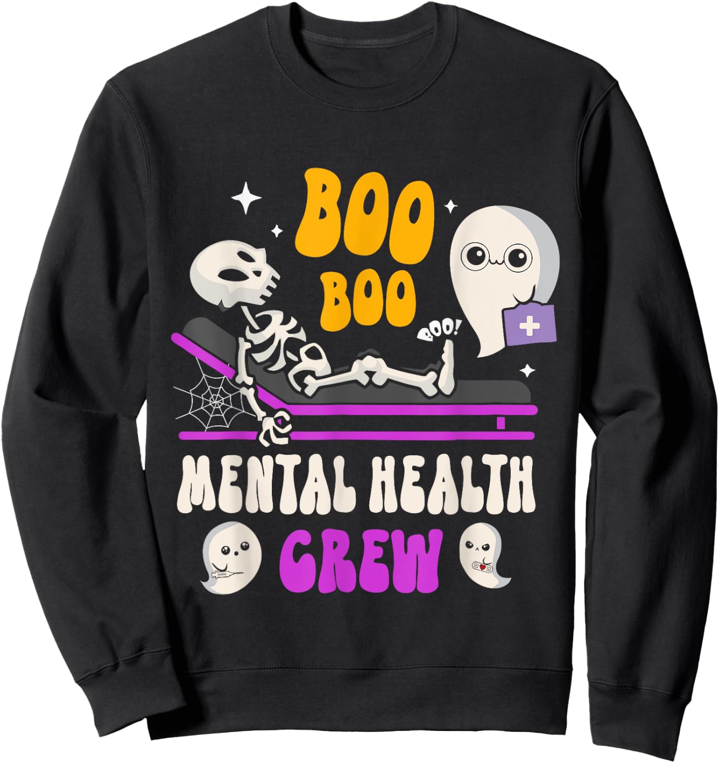 Mental Health Nurse Psych Boo Boo Crew Nursing Halloween Sweatshirt - Sweatshirt | Black