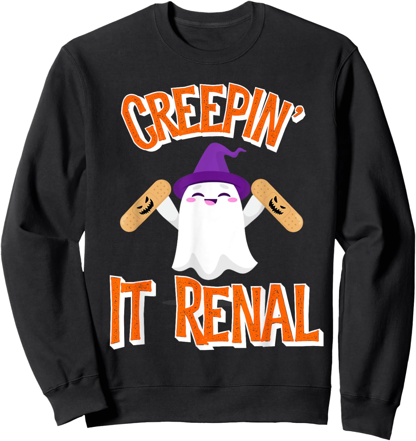 Halloween Dialysis Shirts Kidney Tech Nurse Creepin It Renal Sweatshirt - Sweatshirt | Black
