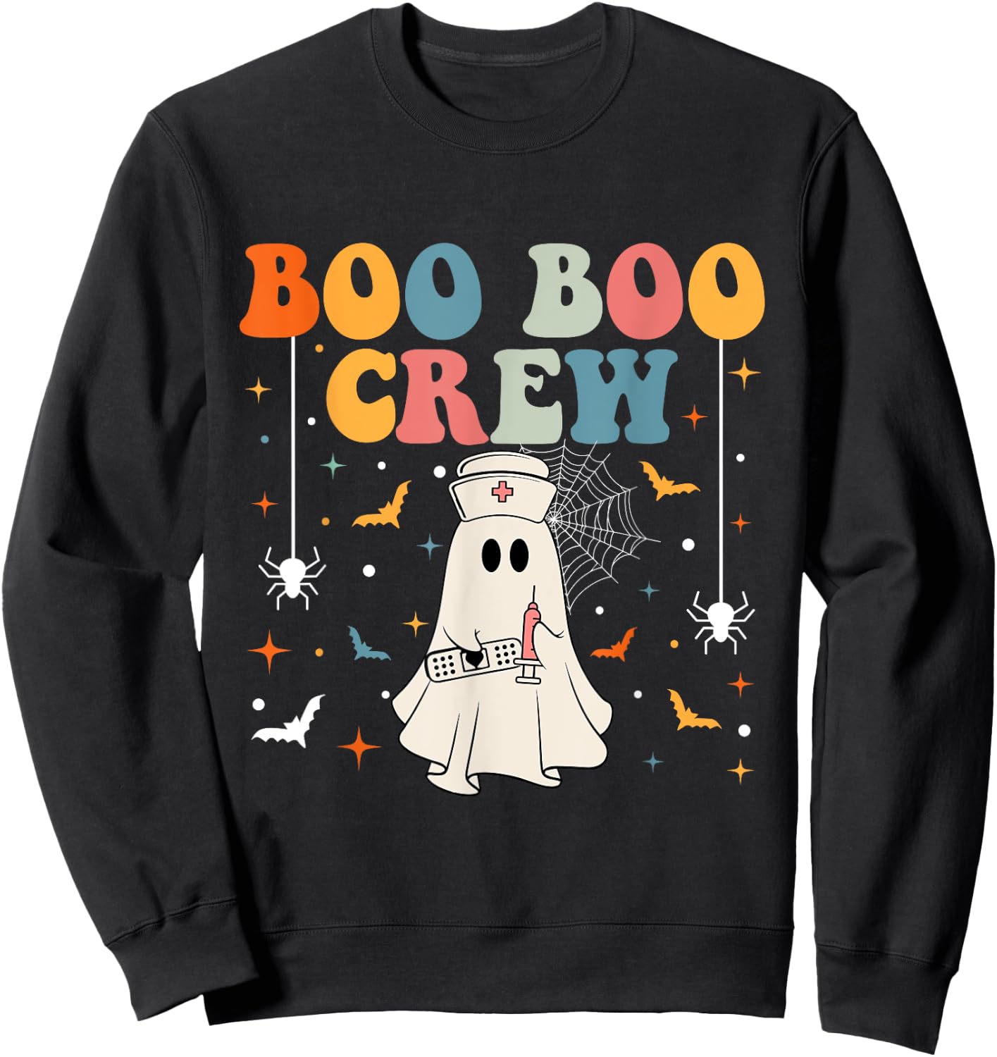Groovy Boo Boo Crew For CNA ER RN LPN Funny Halloween Nurse Sweatshirt - Sweatshirt | Black