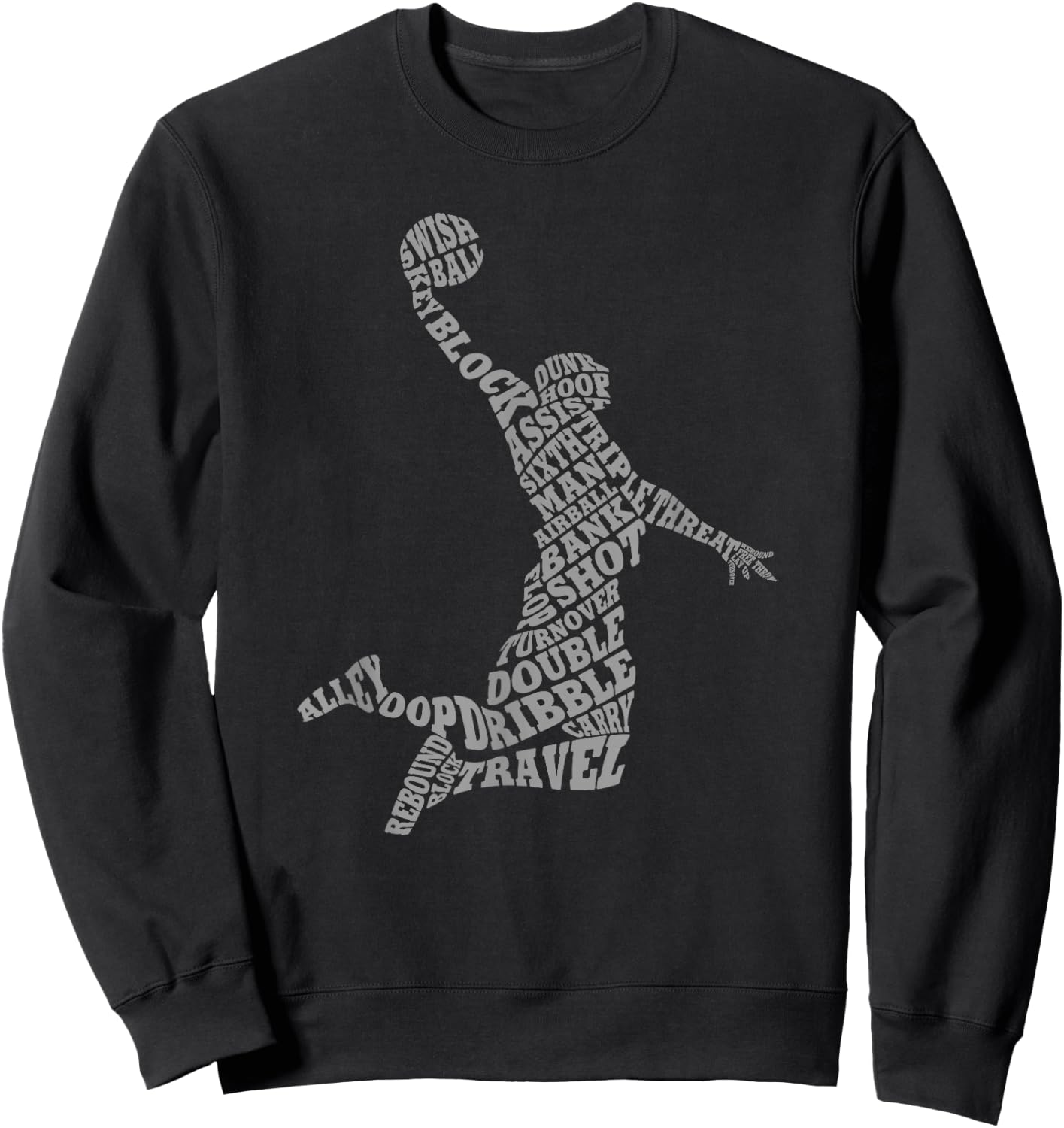 Threadrock Basketball Player Typography Word Art Sweatshirt - Sweatshirt | Black