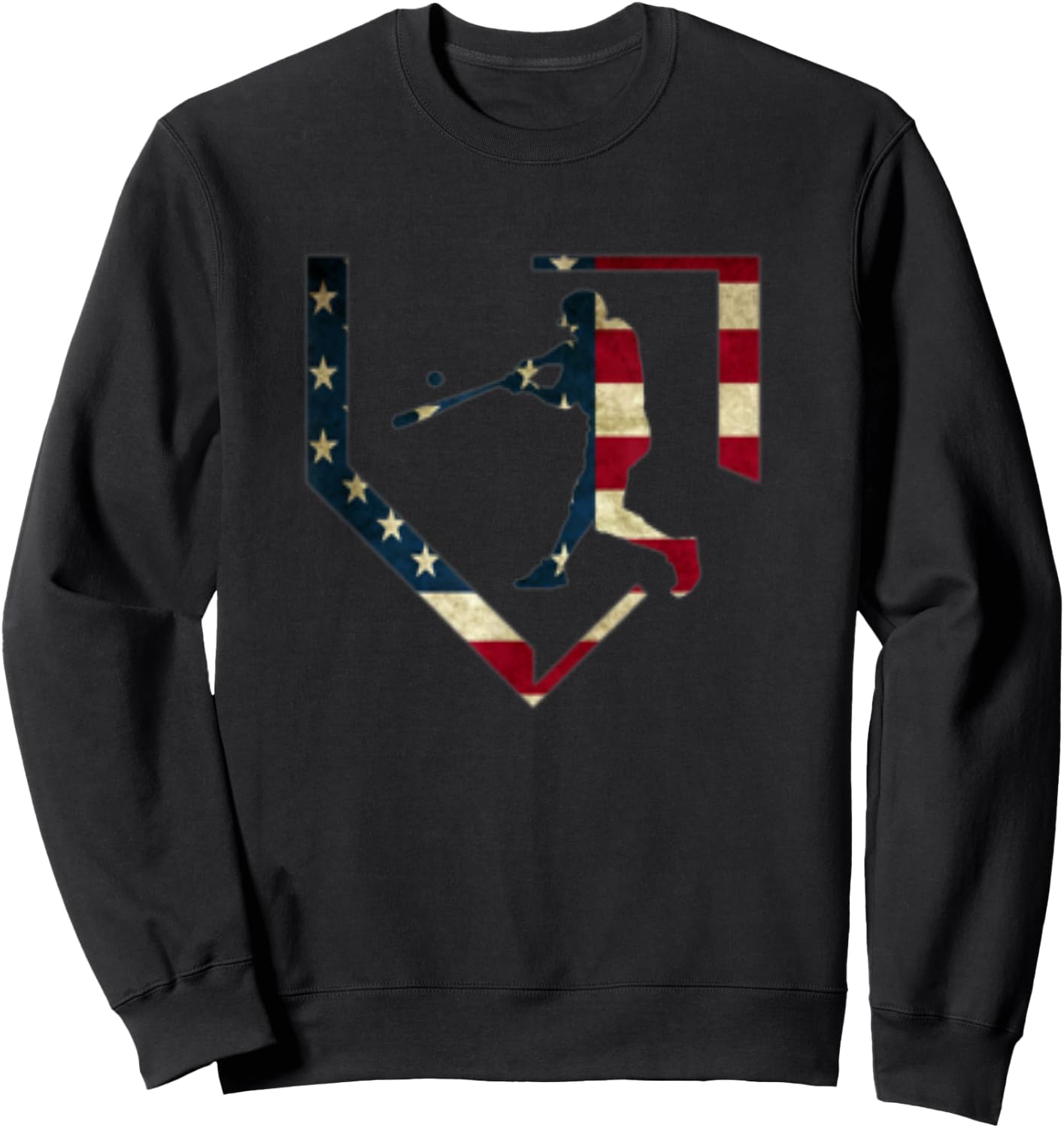 High School Baseball Season College Ball Player USA Flag Sweatshirt - Sweatshirt | Black
