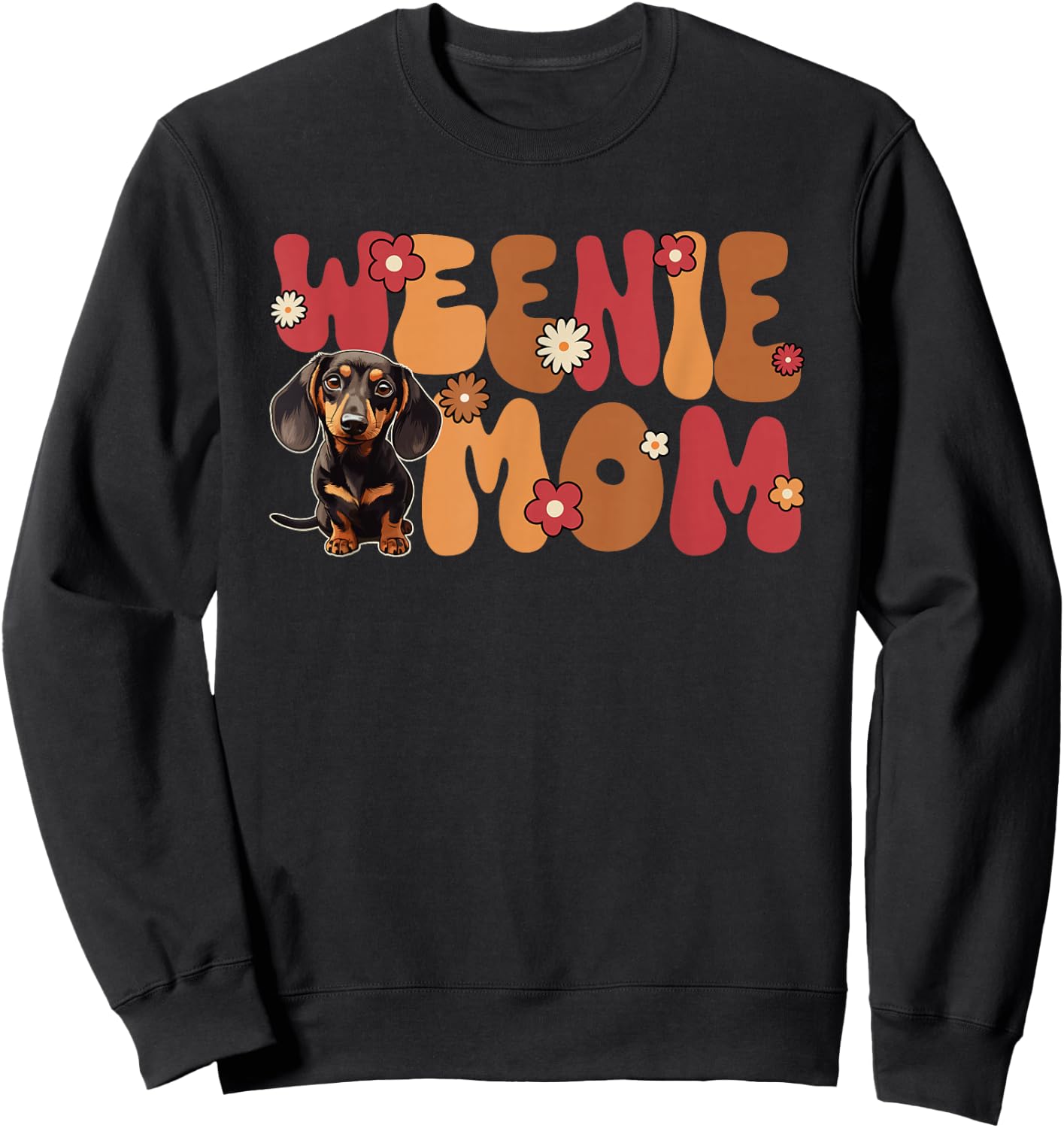 Dachshund Groovy World's Best Weenie Mom Sweatshirt - Sweatshirt | Black