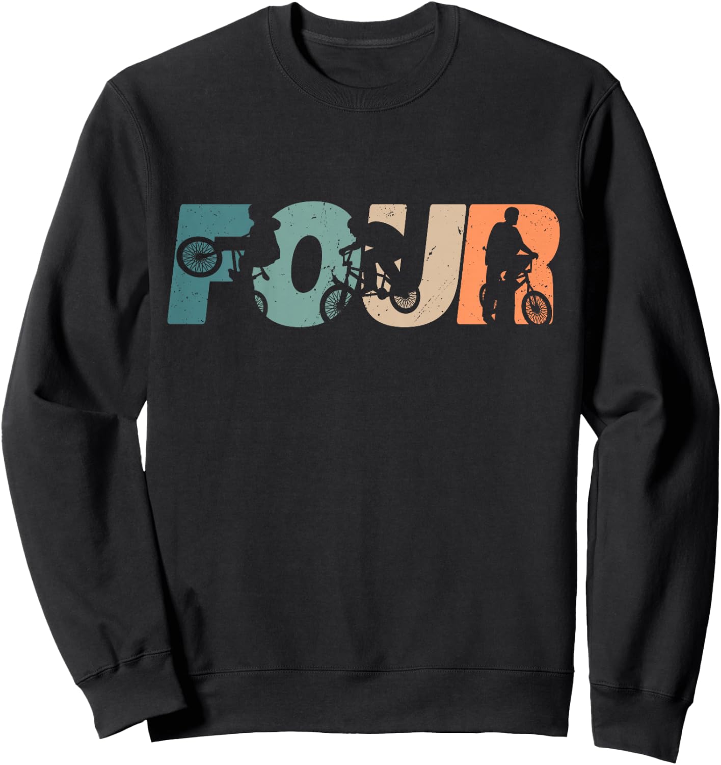 4 Year Old BMX Rider Birthday Party Boys Dirt Biking 4th Sweatshirt - Sweatshirt | Black