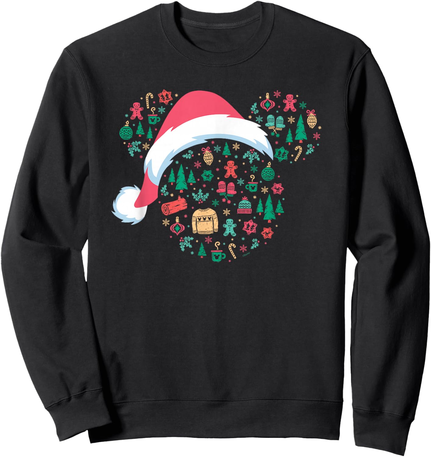 Disney Mickey Mouse Head Icon Christmas Holiday Santa Hat Sweatshirt - Sweatshirt | Black