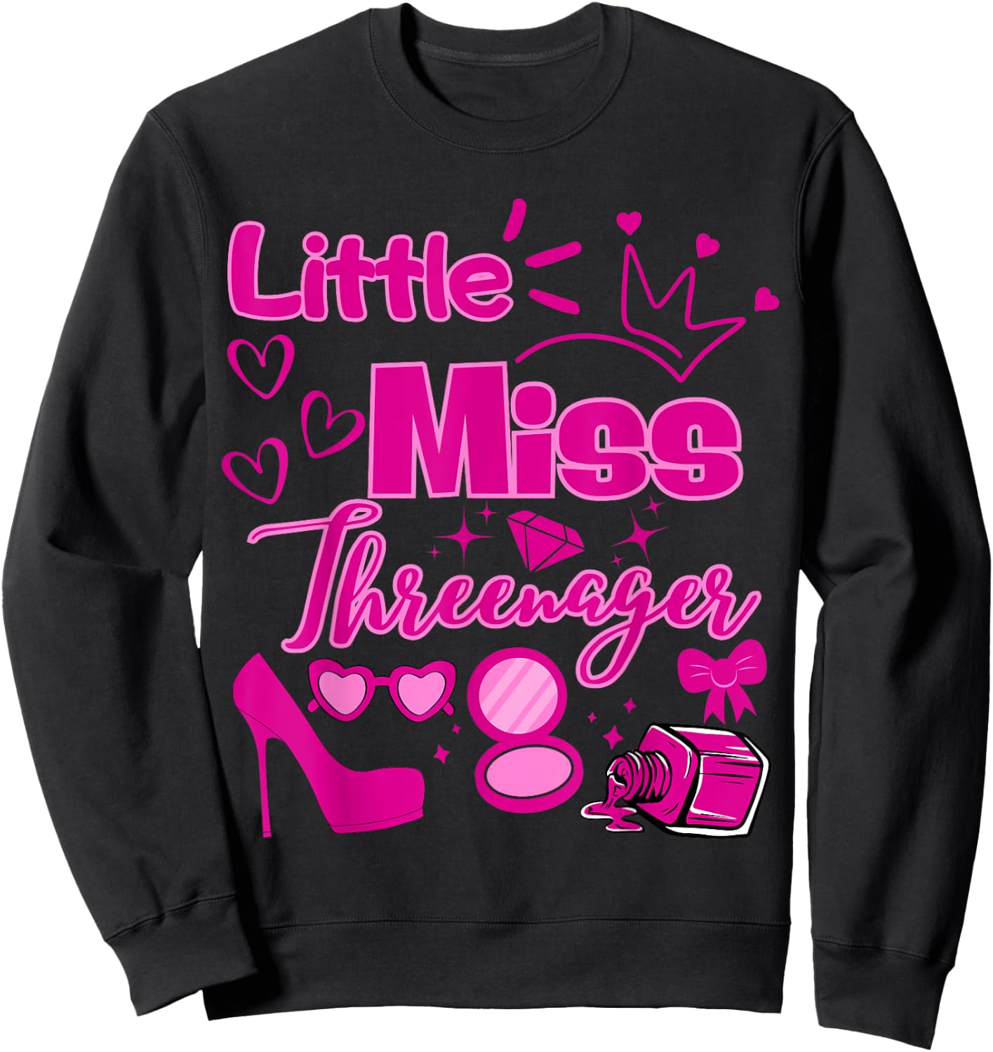 Miss Threenager 13 Birthday Girls Salon SPA Makeup Party Sweatshirt - Sweatshirt | Black