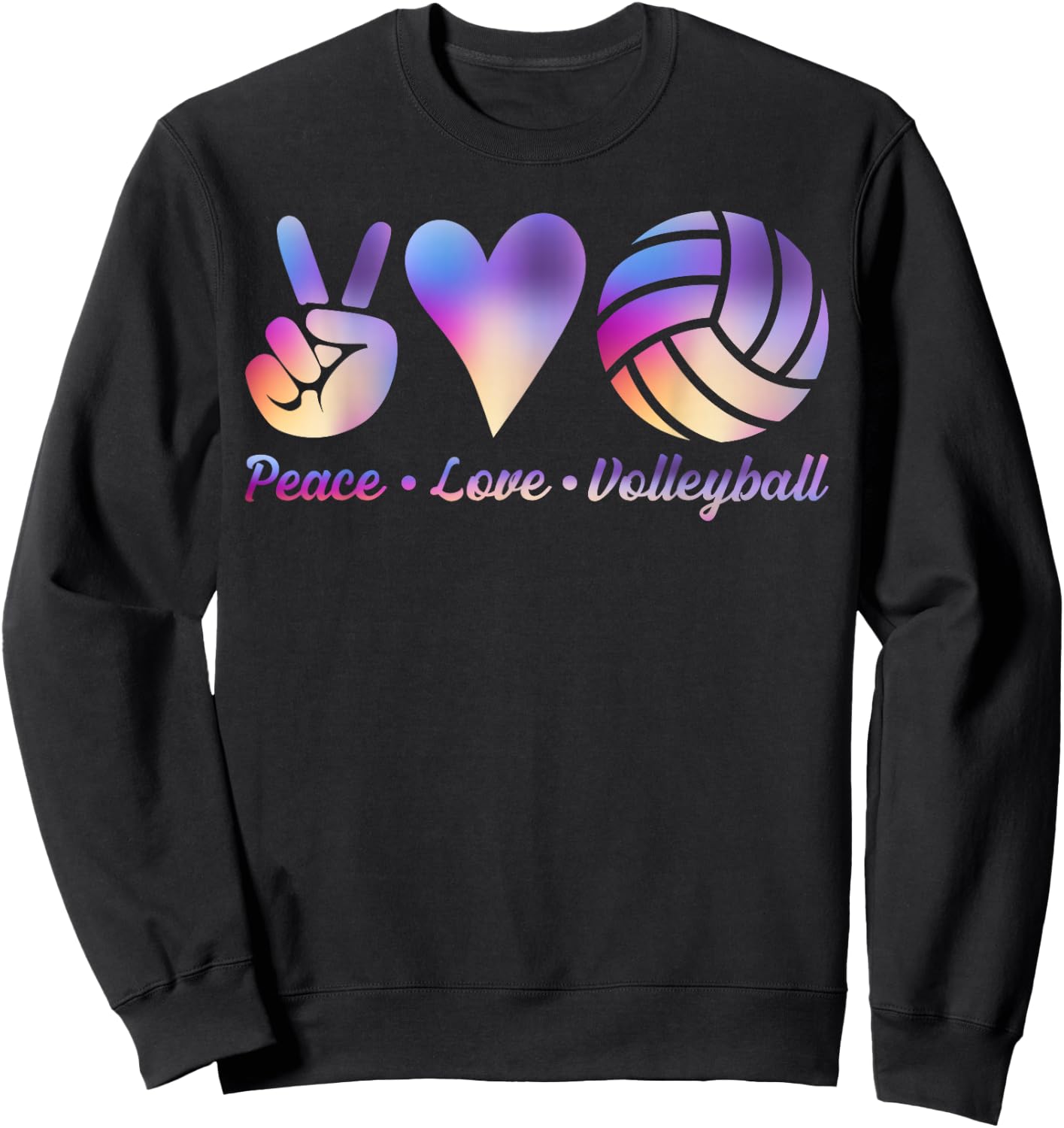 Cool Tie Dye Volleyball Shirt Peace Love Volleyball Design Sweatshirt - Sweatshirt | Black