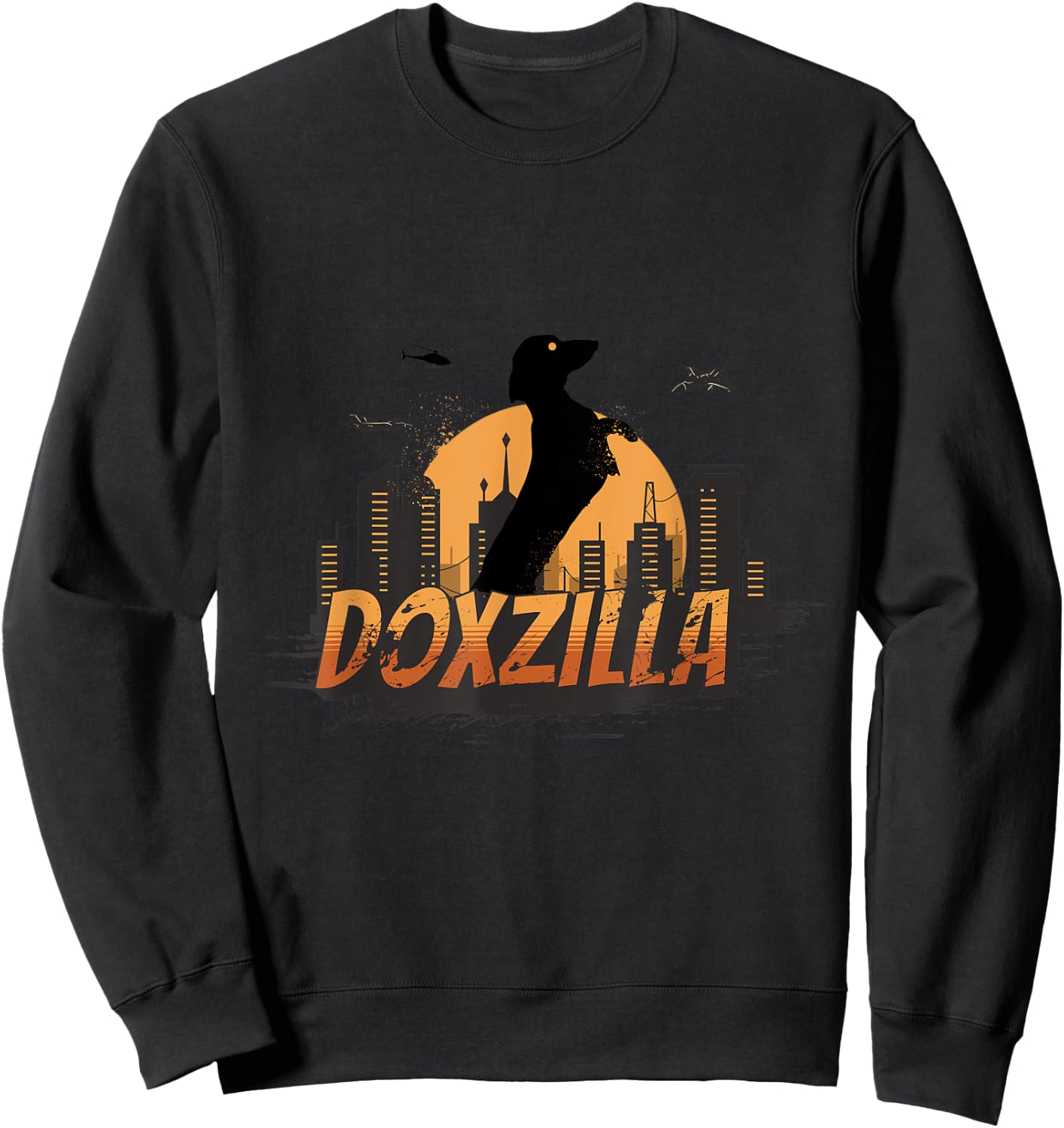 Doxzilla Funny Wiener Dog Dachshund Zilla Monster Funny Women Kids Sweatshirt - Sweatshirt | Black