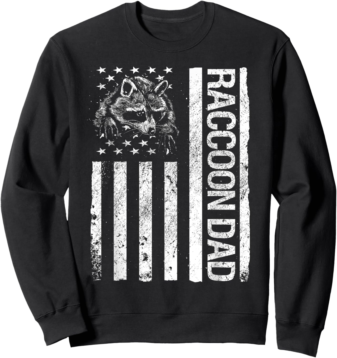 Raccoon Dad American USA Flag Funny Pet Raccoon Lover Sweatshirt - Sweatshirt | Black