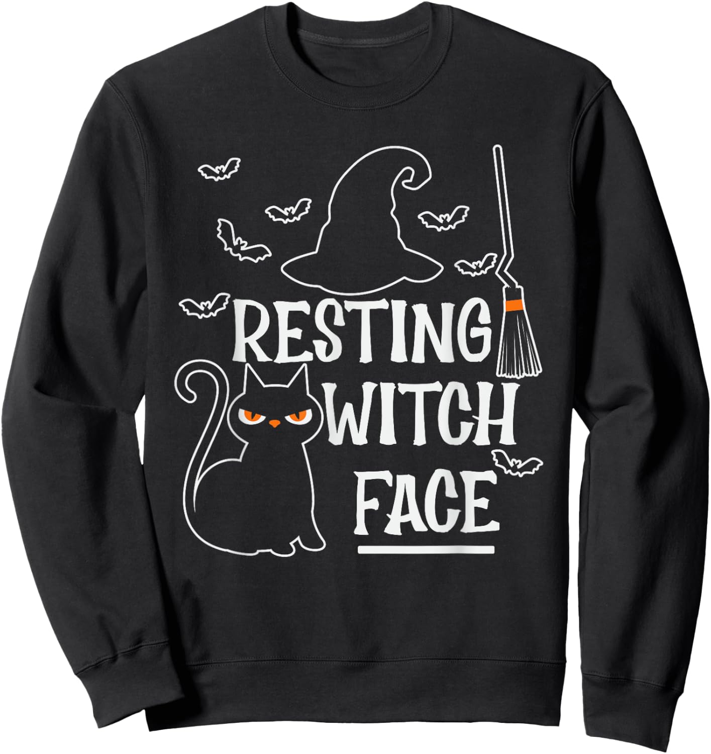 Resting Witch Face Halloween Design Sweatshirt - Sweatshirt | Black