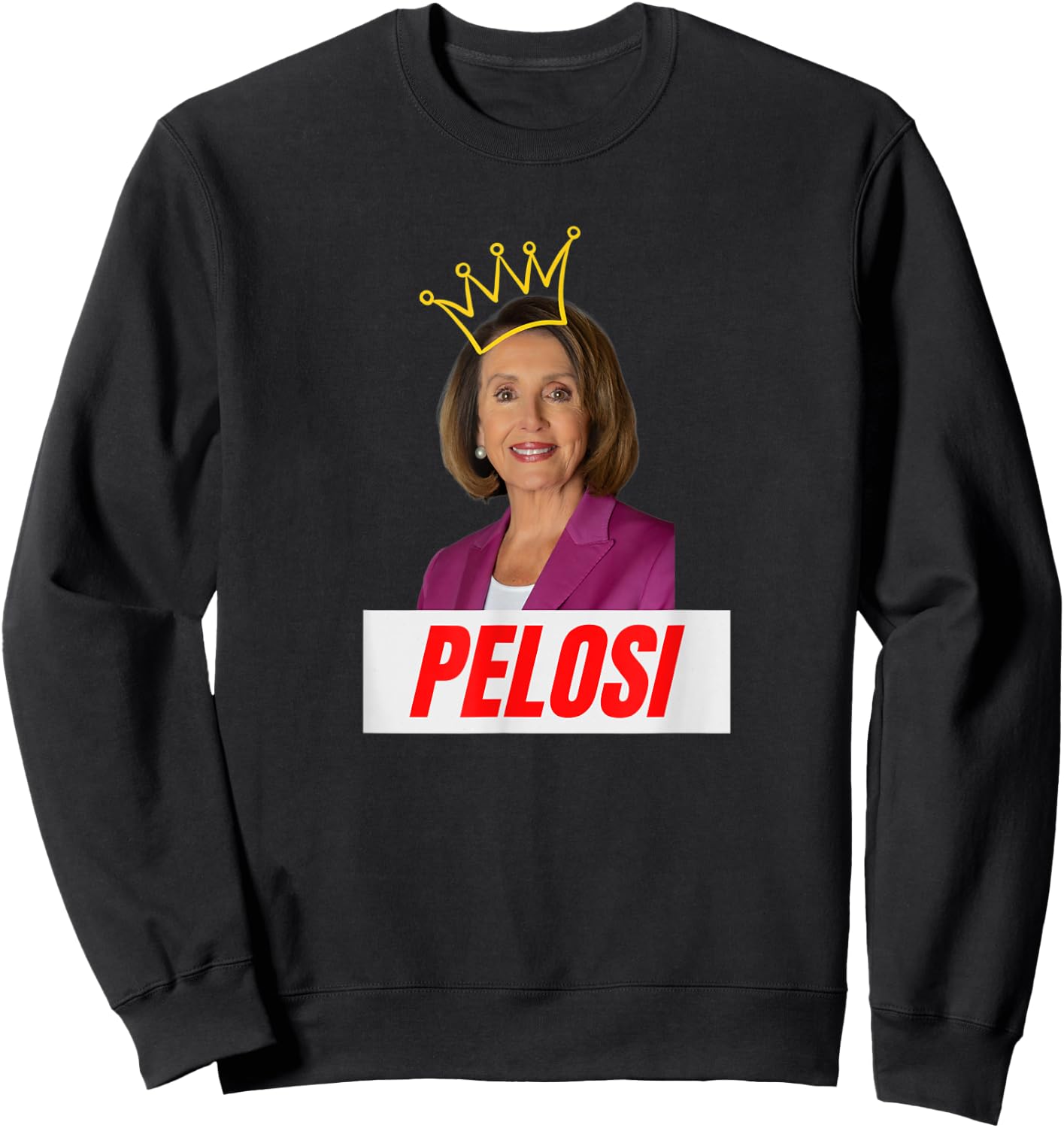 Congress Nancy Pelosi with Crown Letter Box Name Sweatshirt - Sweatshirt | Black