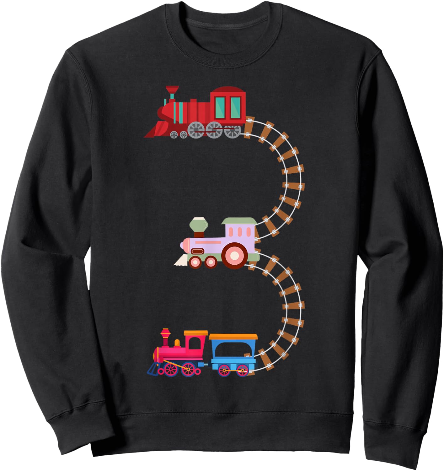 Kids Train 3rd Birthday Fun Train Theme 3rd Birthday Party Sweatshirt - Sweatshirt | Black