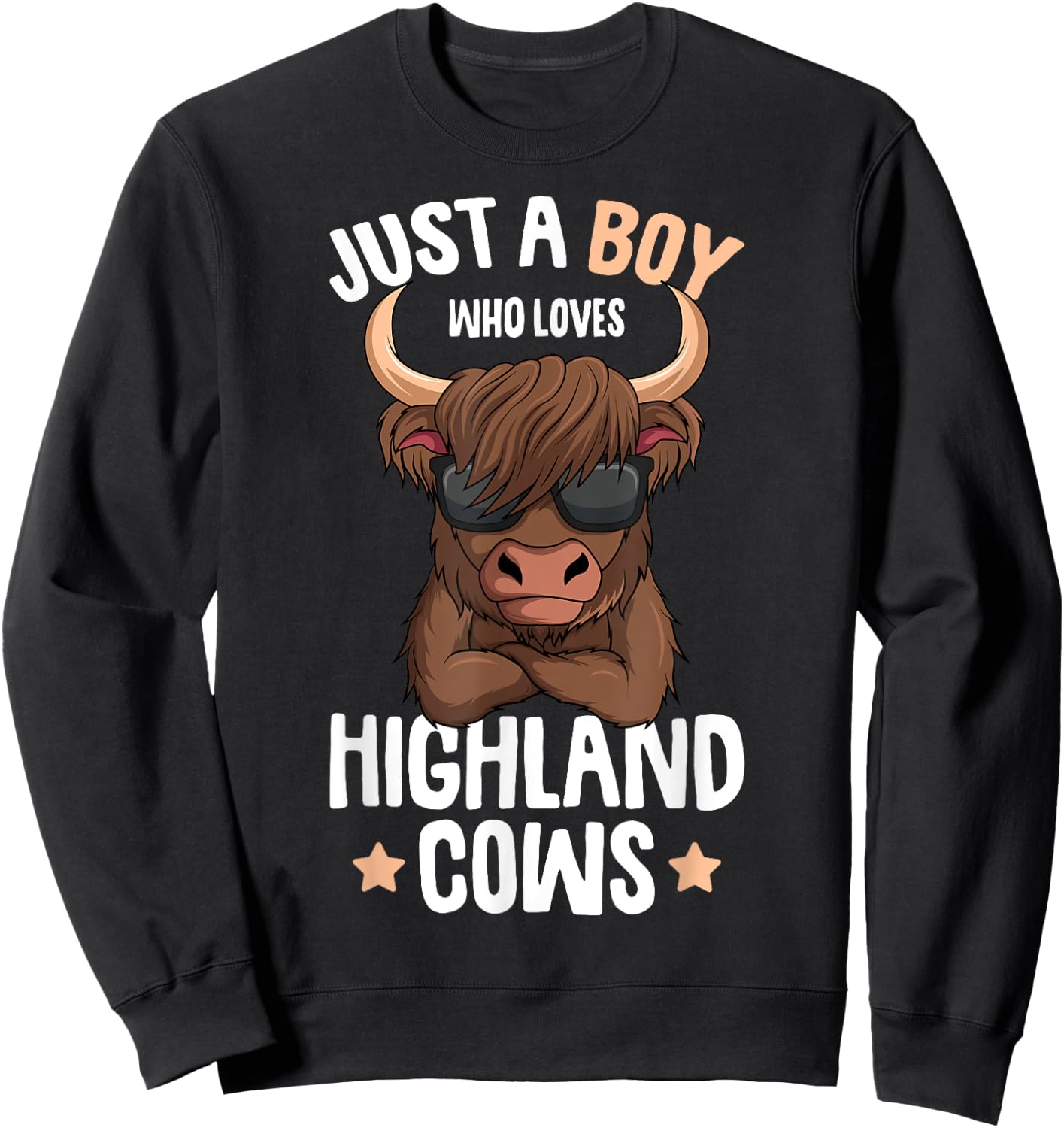 Just A Boy Who Loves Highland Cows Kids Sweatshirt - Sweatshirt | Black