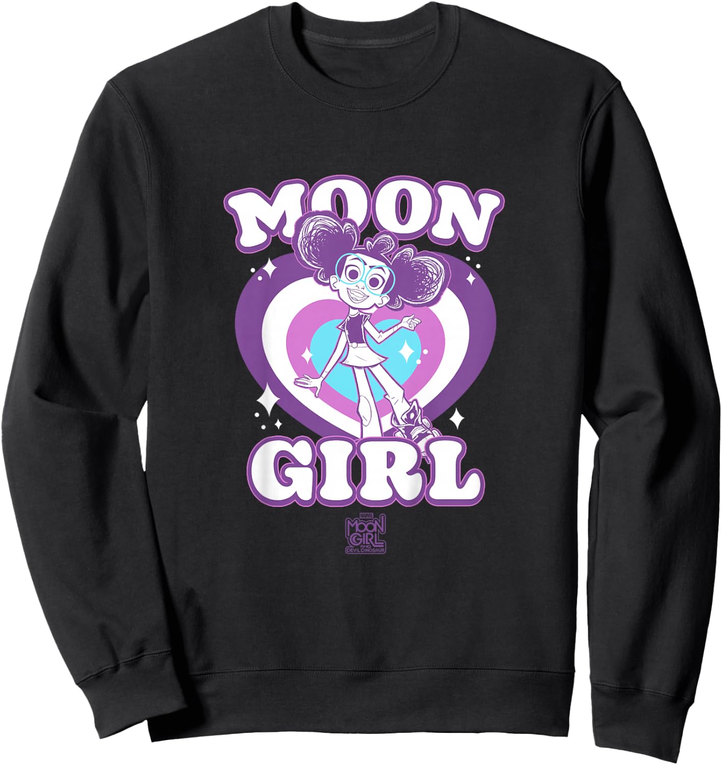 Kids Marvel Moon Girl And Devil Dinosaur Moon Girl Retro Hearts Sweatshirt - Sweatshirt | Black